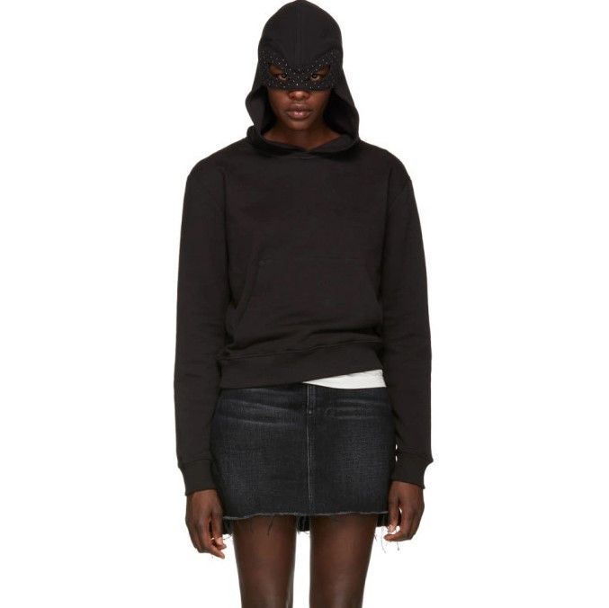 Saint Laurent Paris 2018 Saint Laurent Black Stud Mask Hoodie Size XS / US 0-2 / IT 36-38 - 1 Thumbnail