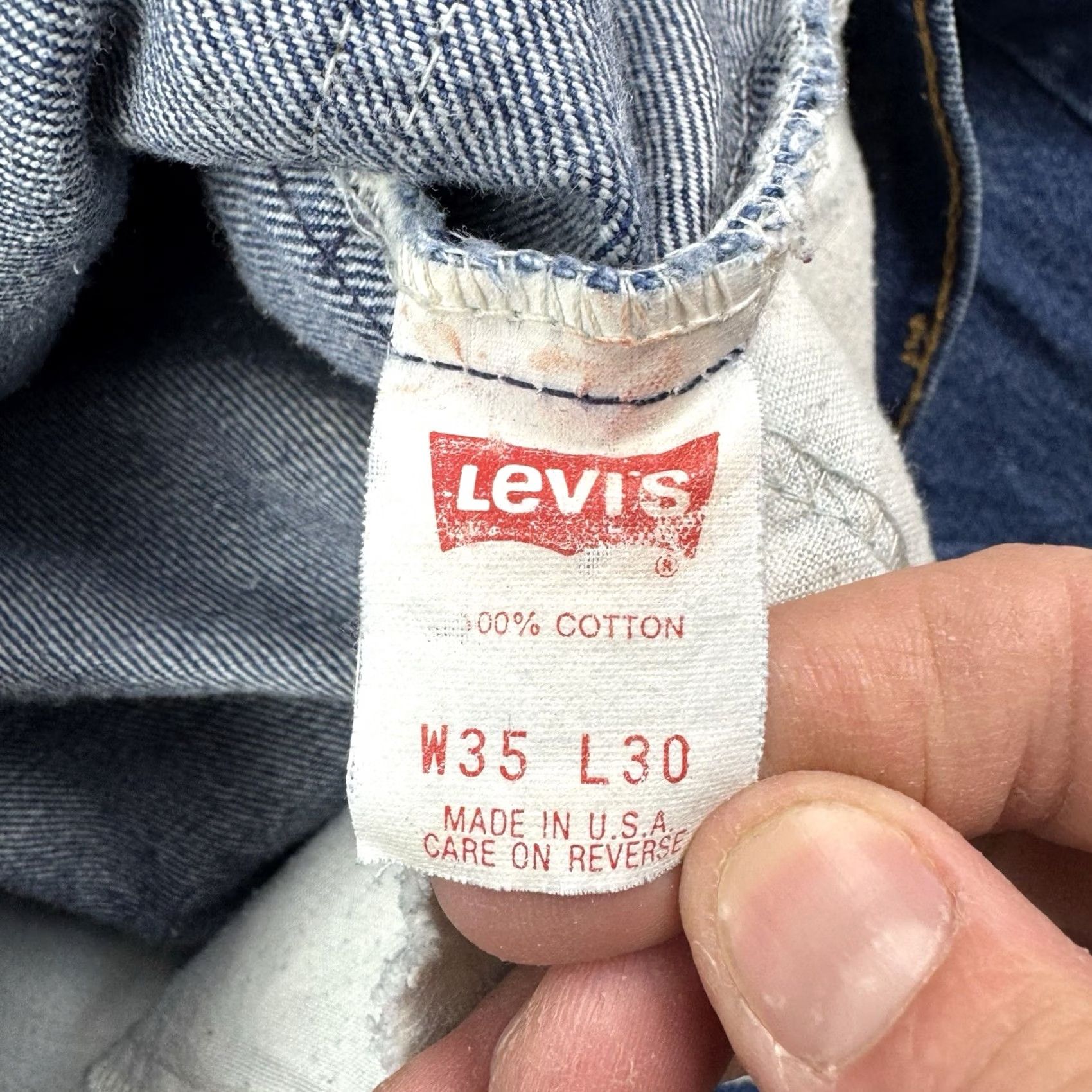 Levi's VINTAGE Levi's 505 Orange Tab Jeans Men 35x30 Straight Blue Denim USA 80s 90s Size US 35 - 3 Thumbnail
