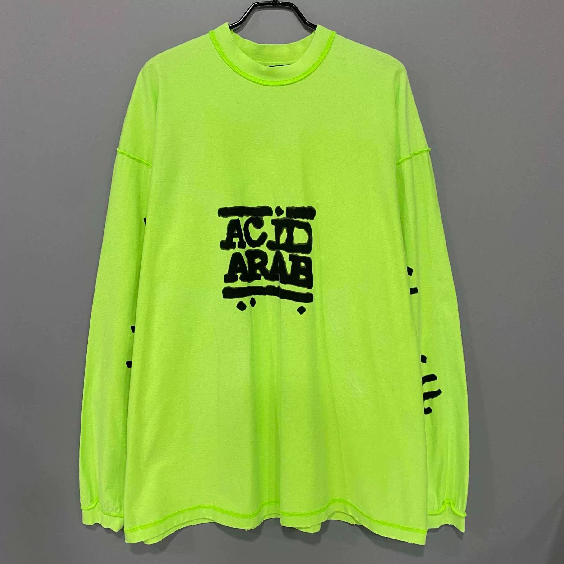 Balenciaga Balenciaga Neon Green Logo Long Sleeve Size US L / EU 52-54 / 3 - 1 Thumbnail