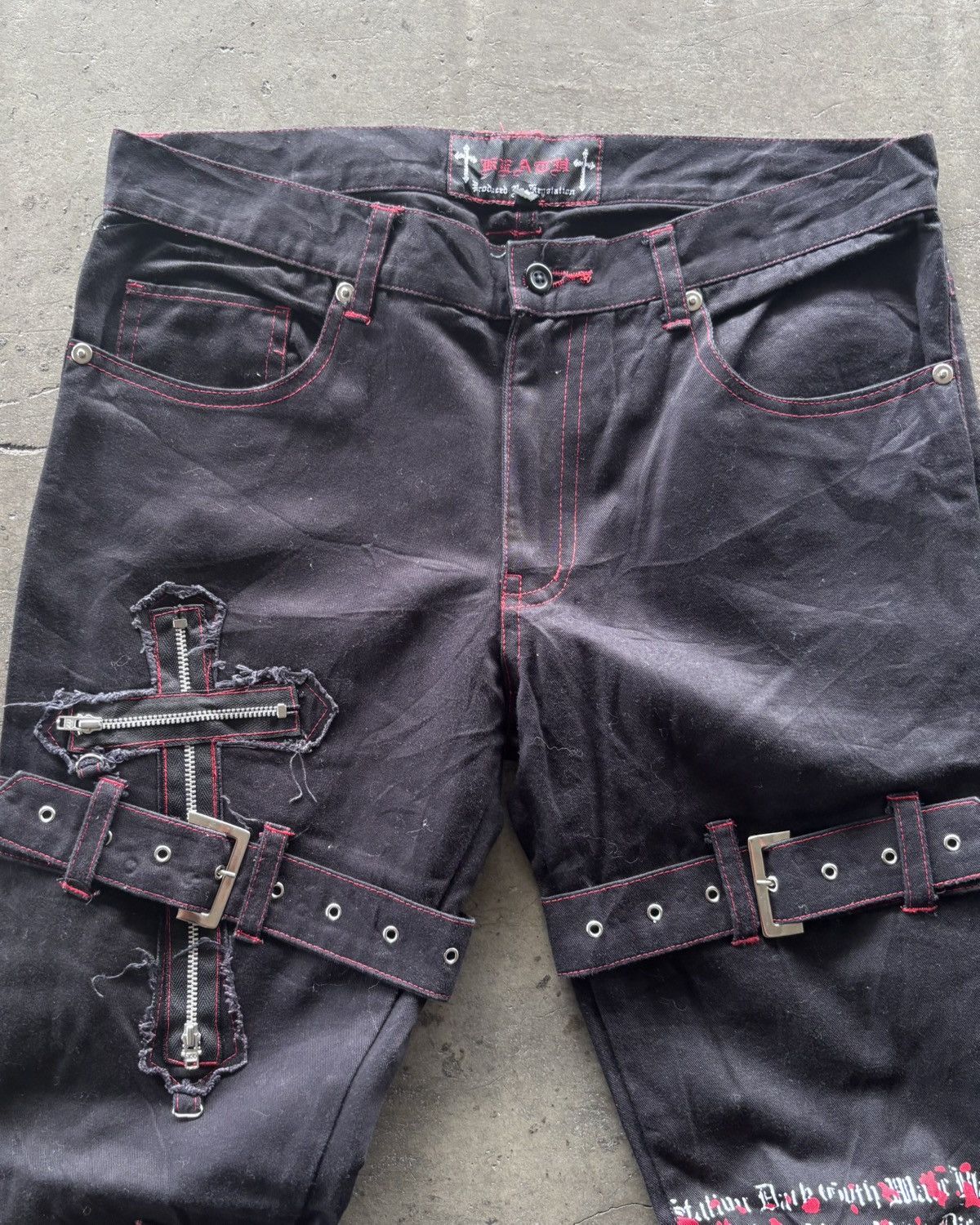 If Six Was Nine × Japanese Brand × Le Grande Bleu (L.G.B.) 🔥INSANE Punk Gothic Studded Poem Pants Size US 32 / EU 48 - 3 Thumbnail