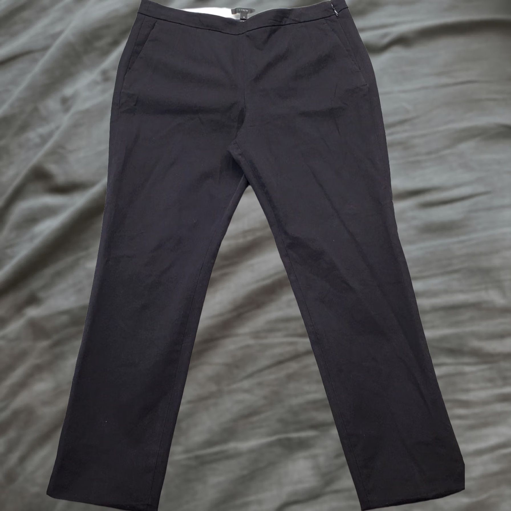 J.Crew J.CREW Ankle Pants Women's 10 Black Regular Flat Front Side Zip Pants Size 32" / US 10 / IT 46 - 1 Thumbnail
