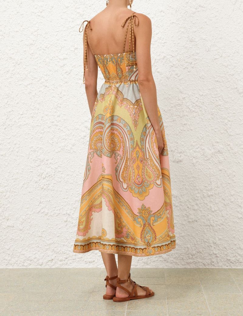 Zimmermann oc11z0126 Maxine Picnic Midi Dress in Multicolor Size S / US 4 / IT 40 - 4 Thumbnail