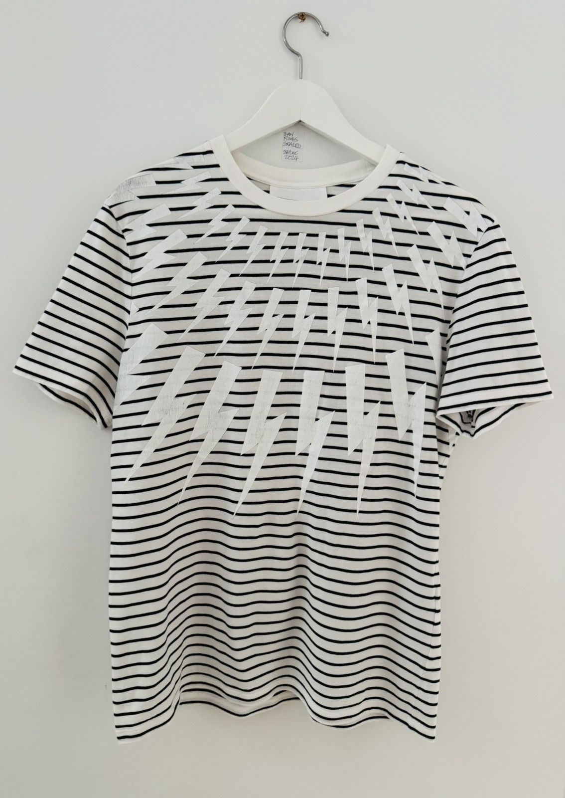 Neil Barrett NEIL BARRETT FAIR ISLE THUNDERBOLT STRIPE TEE BJT364B G553S Size US M / EU 48-50 / 2 - 1 Thumbnail
