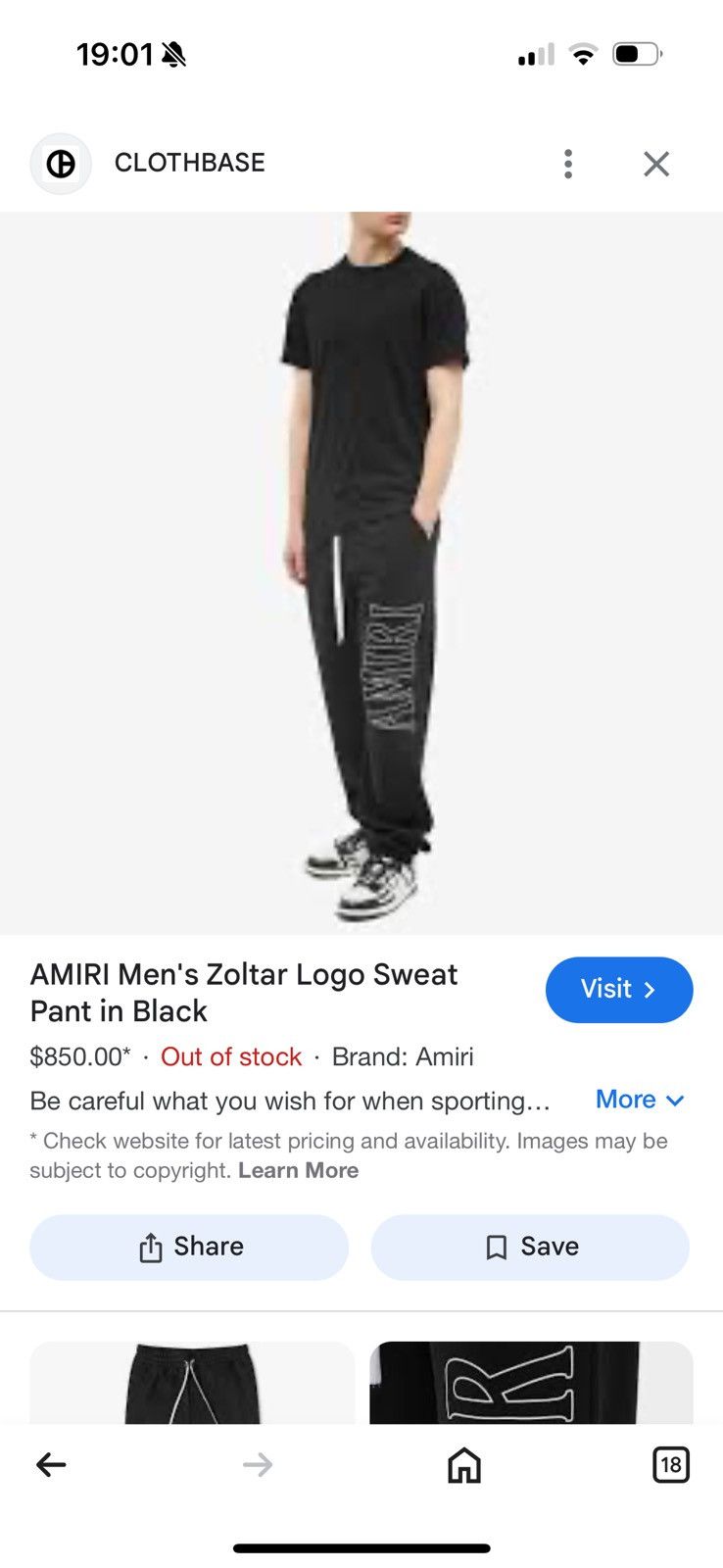 Amiri AMIRI joggers size L see photos for real tape measurements Size US 32 / EU 48 - 19 Thumbnail