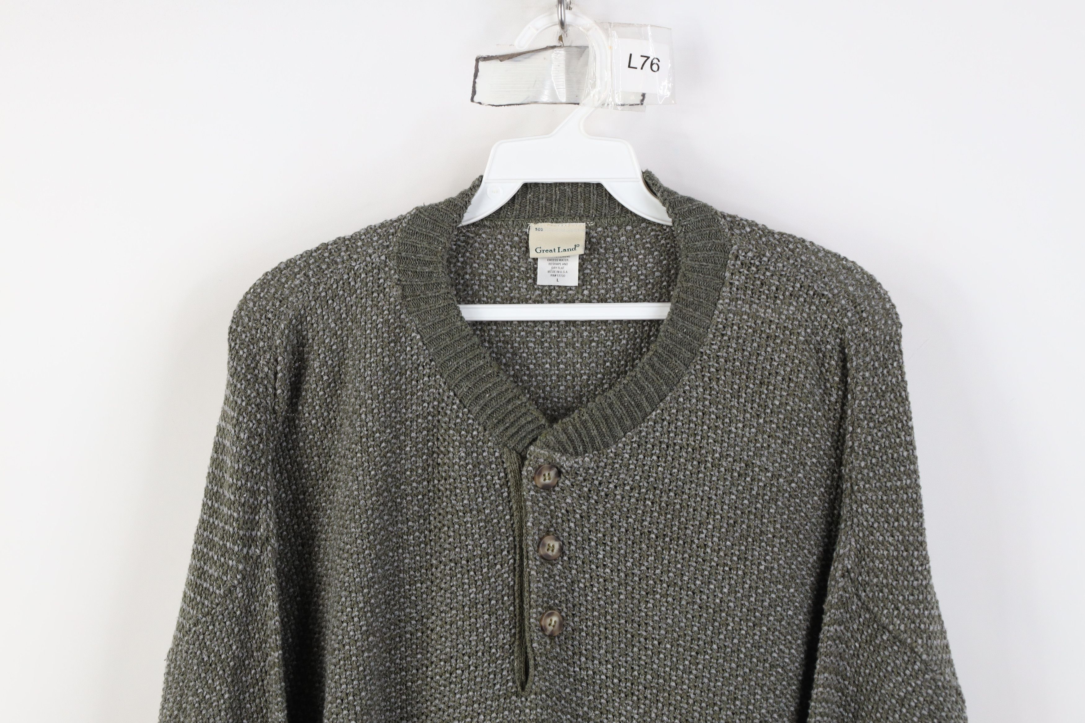 Vintage Vintage 90s Streetwear Thermal Knit Henley Sweater Green USA Size US L / EU 52-54 / 3 - 2 Thumbnail