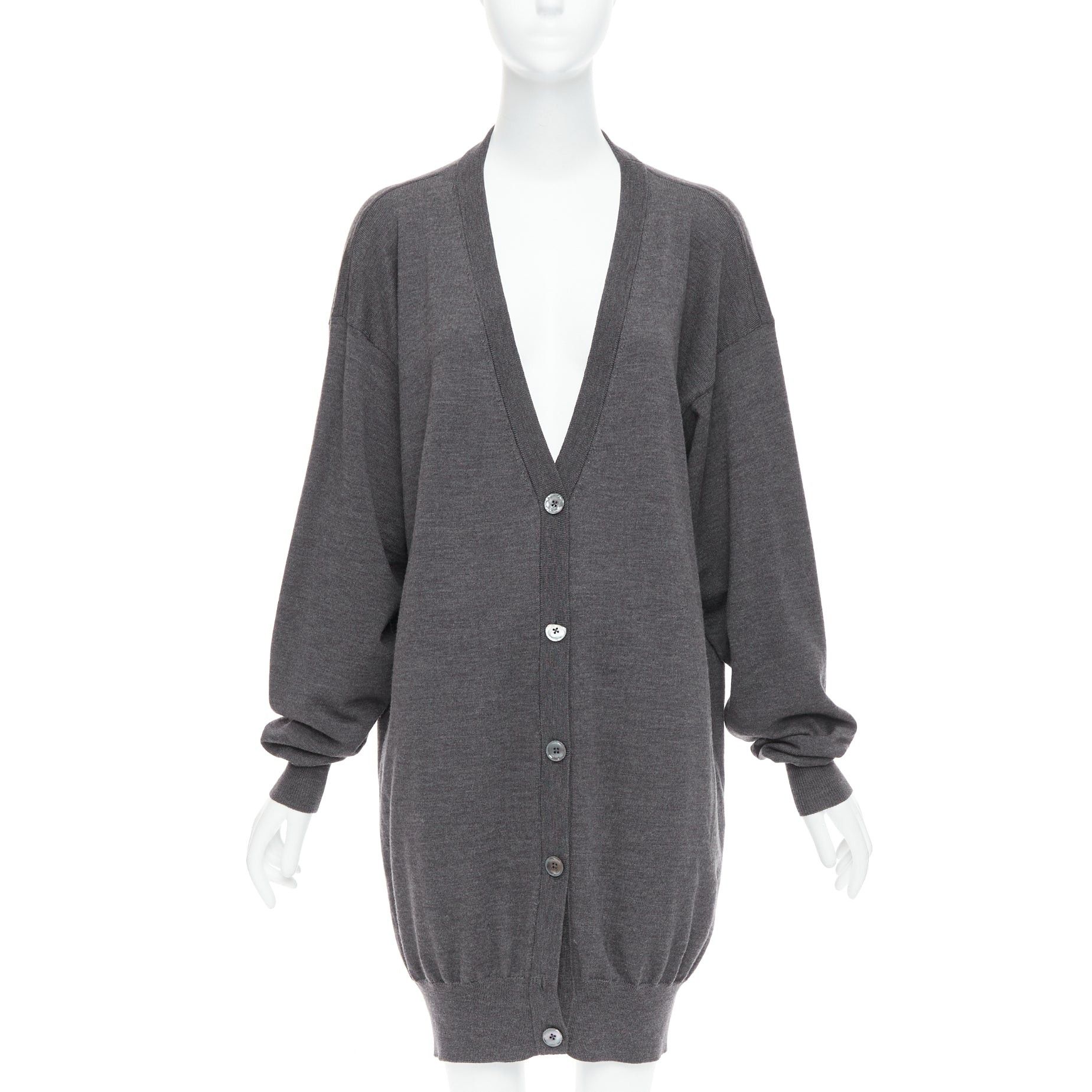 Maison Margiela MAISON MARGIELA 2012 grey 100% wool oversized long cardigan M Size M / US 6-8 / IT 42-44 - 1 Thumbnail