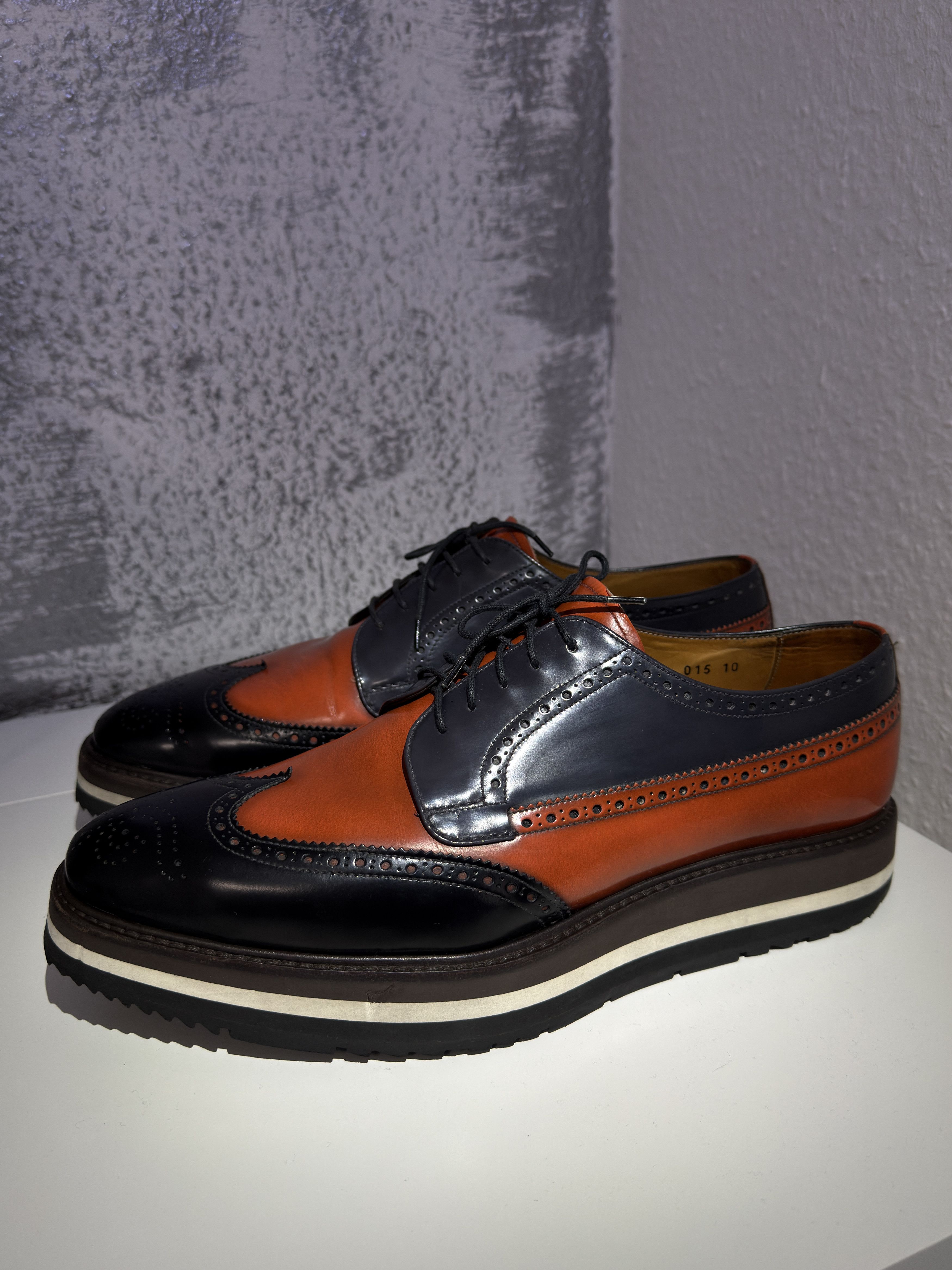 Prada Prada SS11 Runway Platform Brogues "Creeper" - Black/Cognac Size US 11 / EU 44 - 2 Thumbnail