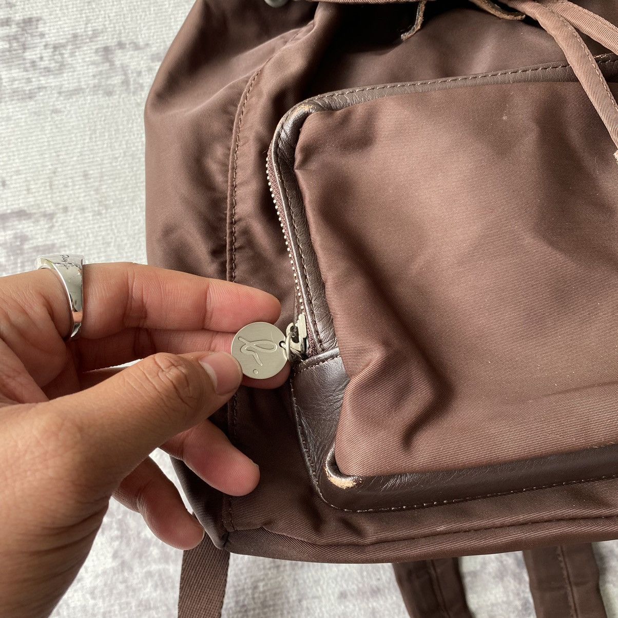 Designer × Japanese Brand × agnes b. Agnes B Brown Mini Backpack Prada Style Size ONE SIZE - 5 Thumbnail