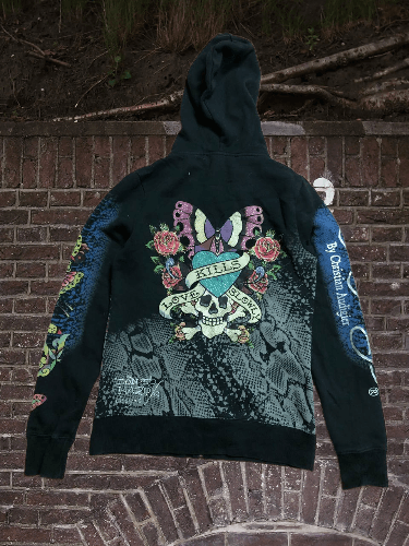 Ed Hardy VINTAGE Ed Hardy White Butterfly Hoodie STREETWEAR Size S / US 4 / IT 40 - 1 Thumbnail
