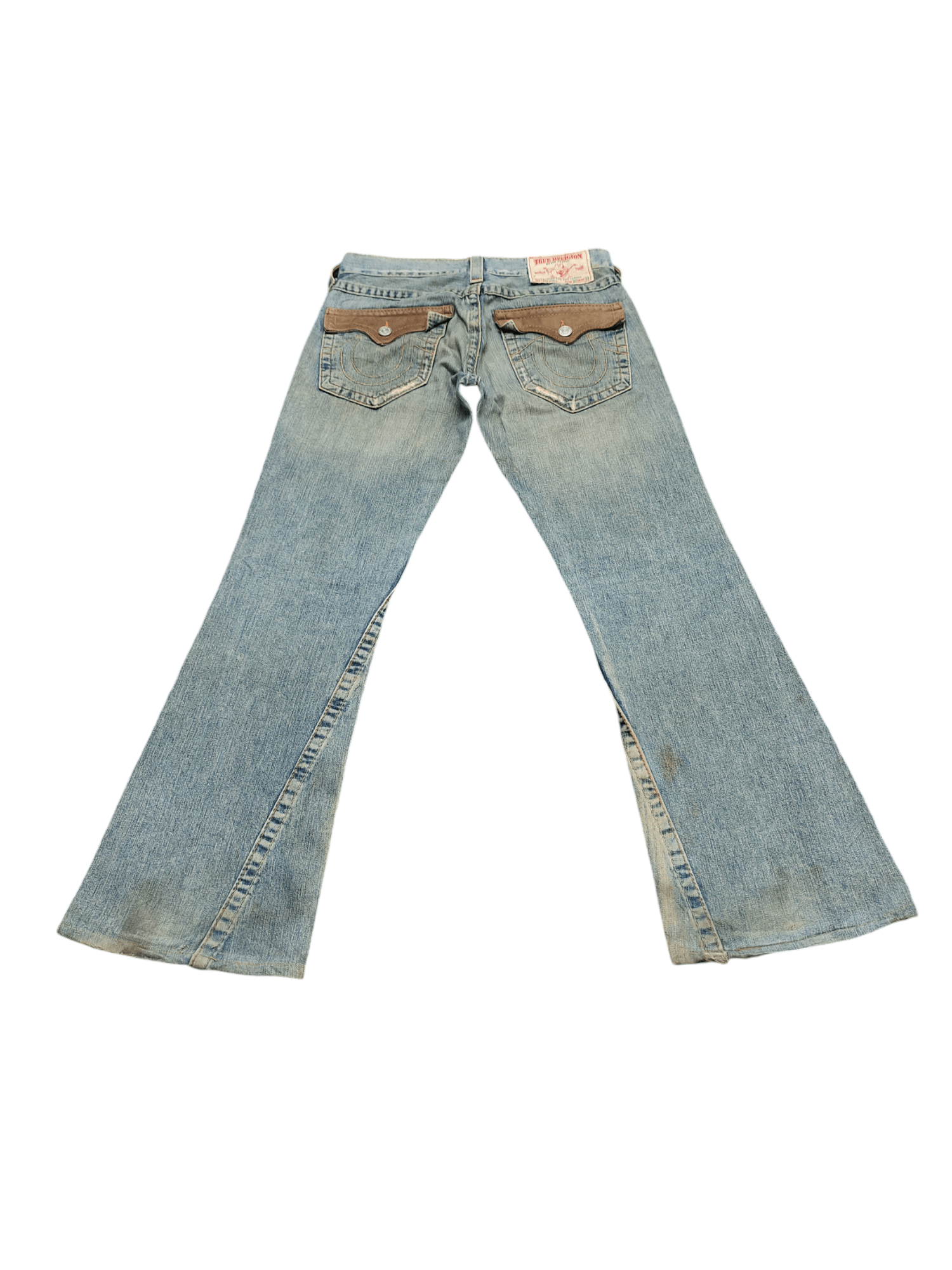 True Religion Flare Jean True Religion Leather Trim Distress Faded Bootcut Size US 31 - 15 Thumbnail