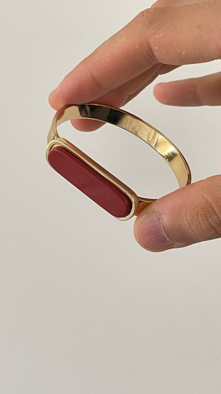 Dior Christian Dior 1966 Vintage Red Stone Gold Plated Bracelete Size ONE SIZE - 1 Thumbnail