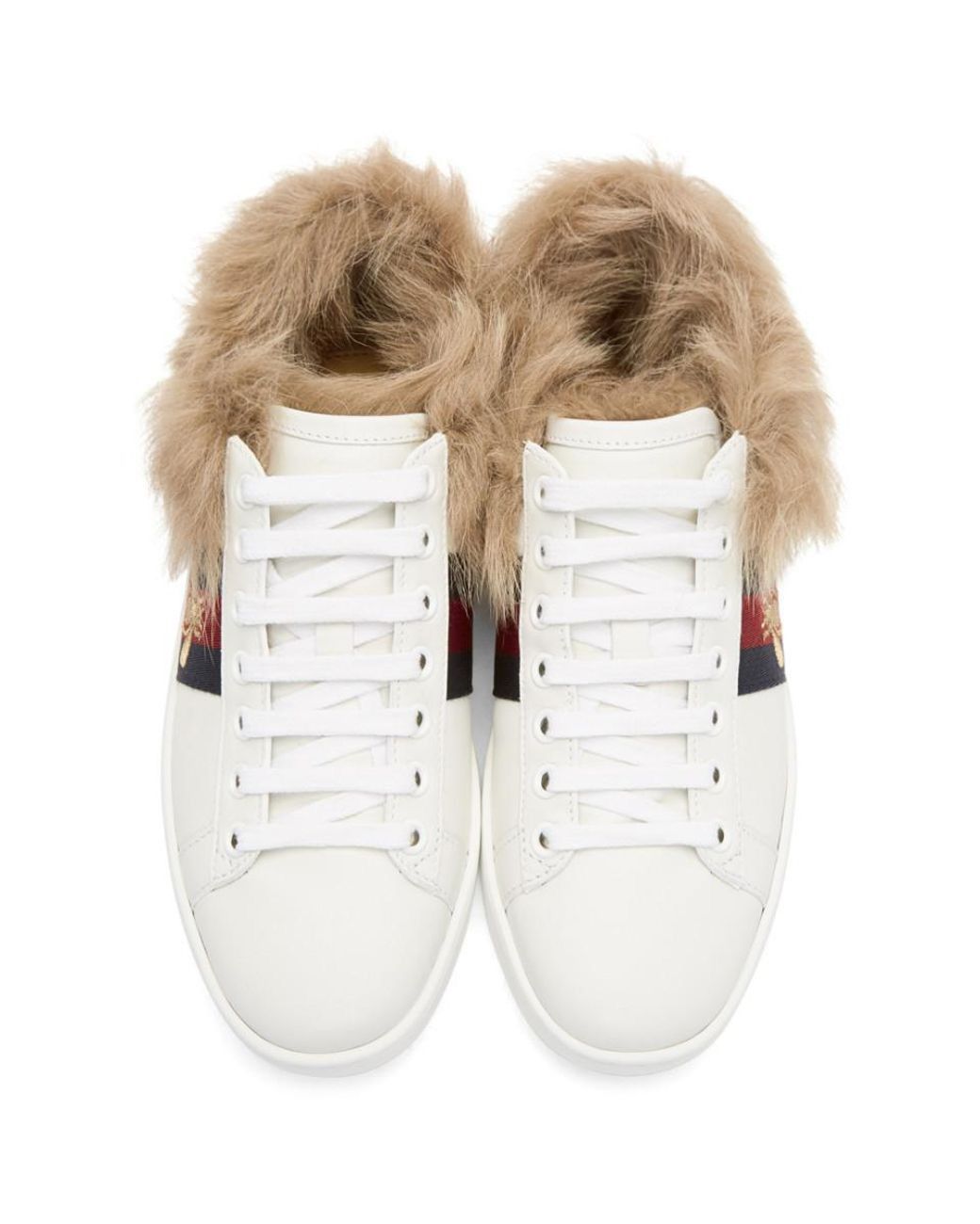 Gucci New Gucci Ace Lamb Fur Bee Embroidered Leather G 7 US 8 Size US 8 / EU 41 - 3 Thumbnail