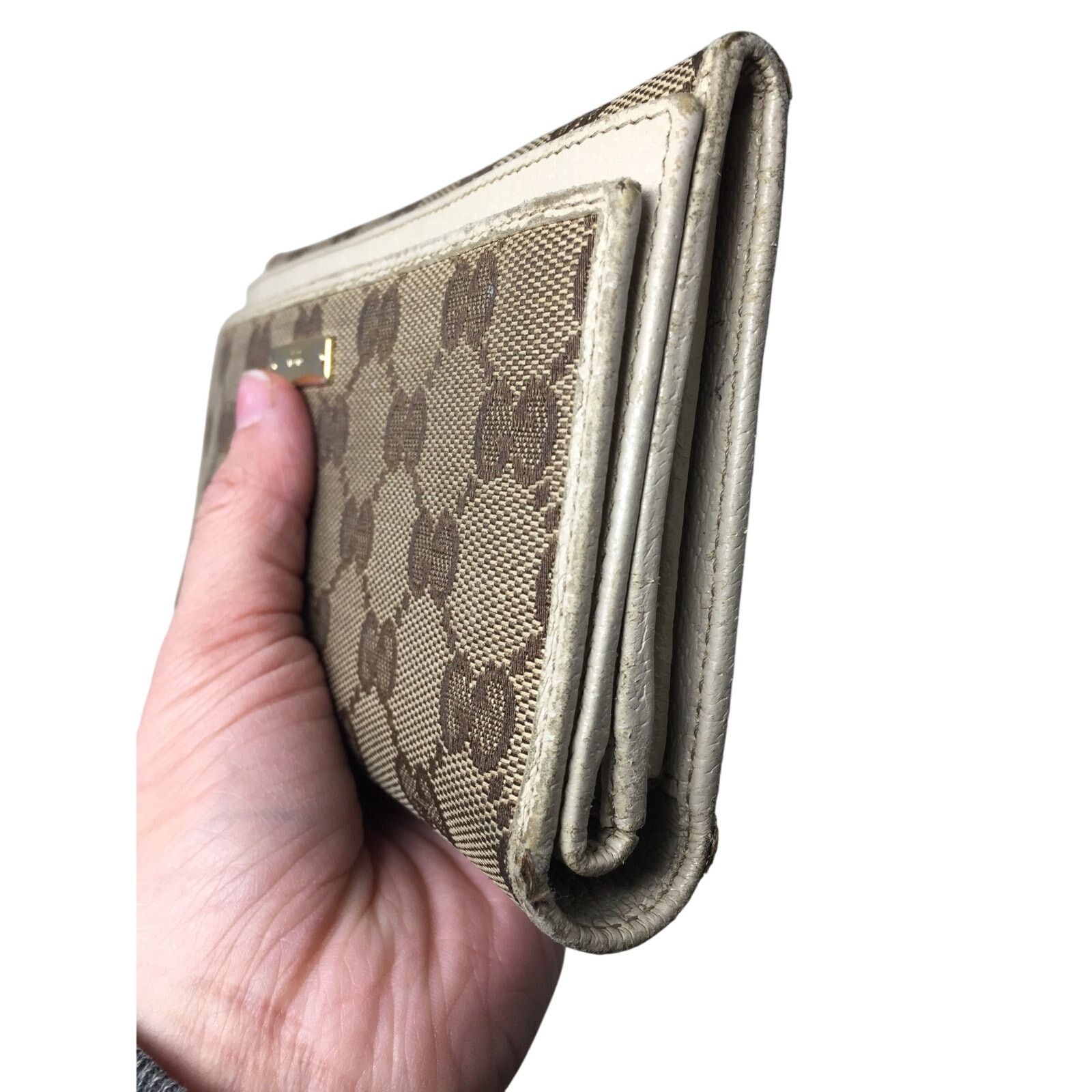 Gucci Gucci GG Canvas Beige & White Leather Double Layer Wallet Size ONE SIZE - 10 Thumbnail