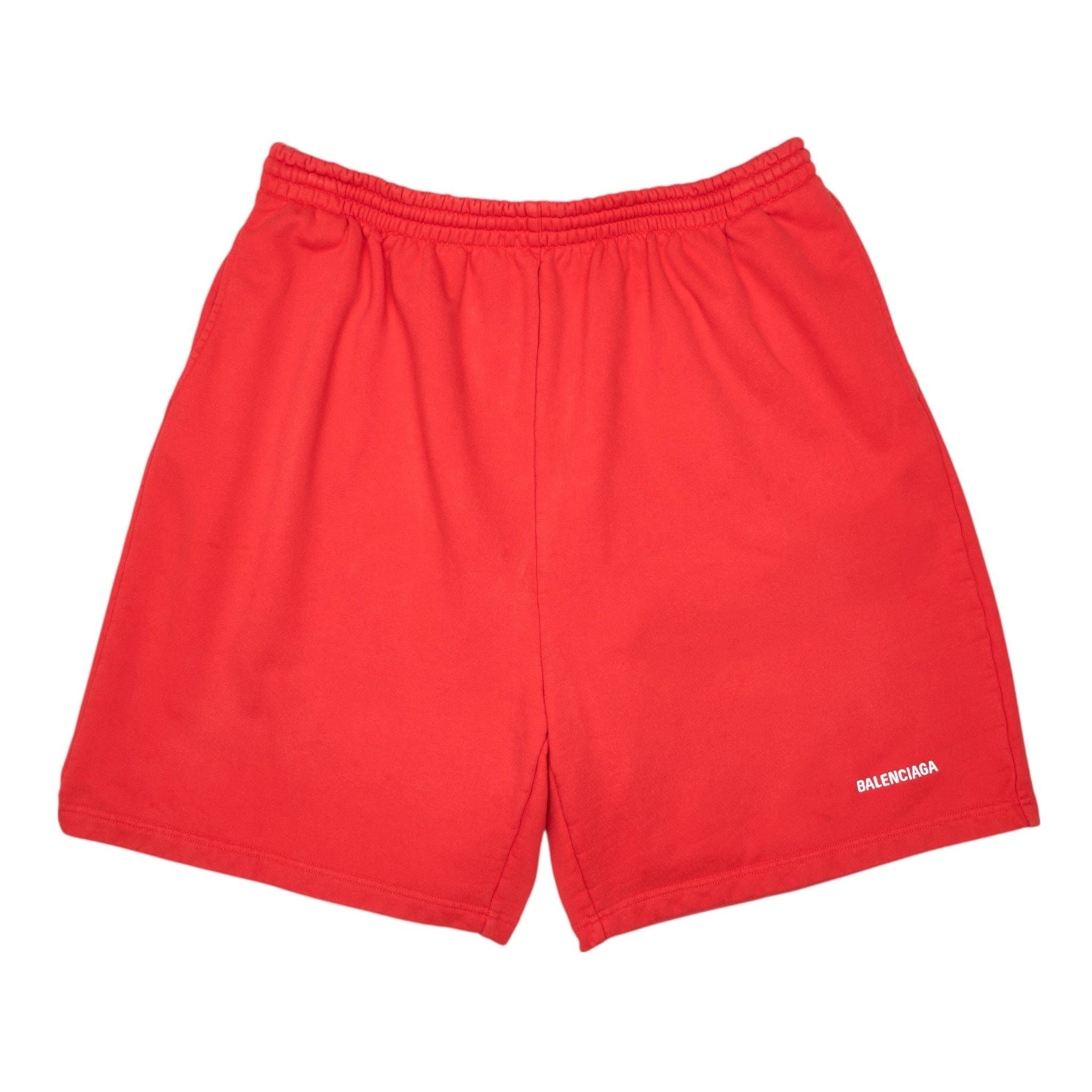 Balenciaga Logo Sweat Shorts Red Size US 29 - 1 Thumbnail