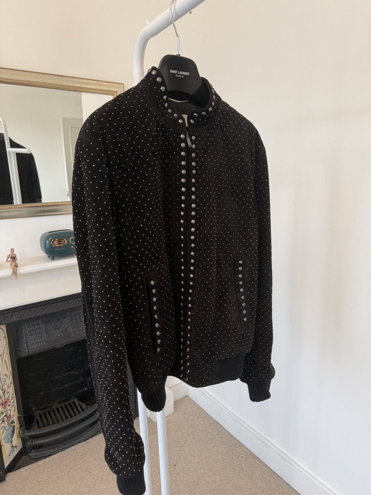 Saint Laurent Paris Saint Laurent Calf Leather Suede Studded Bomber Jacket Size US S / EU 44-46 / 1 - 2 Thumbnail
