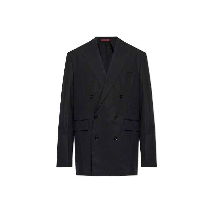 Gucci GUCCI Black Cotton Double-Breasted Blazer New & Authentic (M Size US XL / EU 56 / 4 - 1 Preview