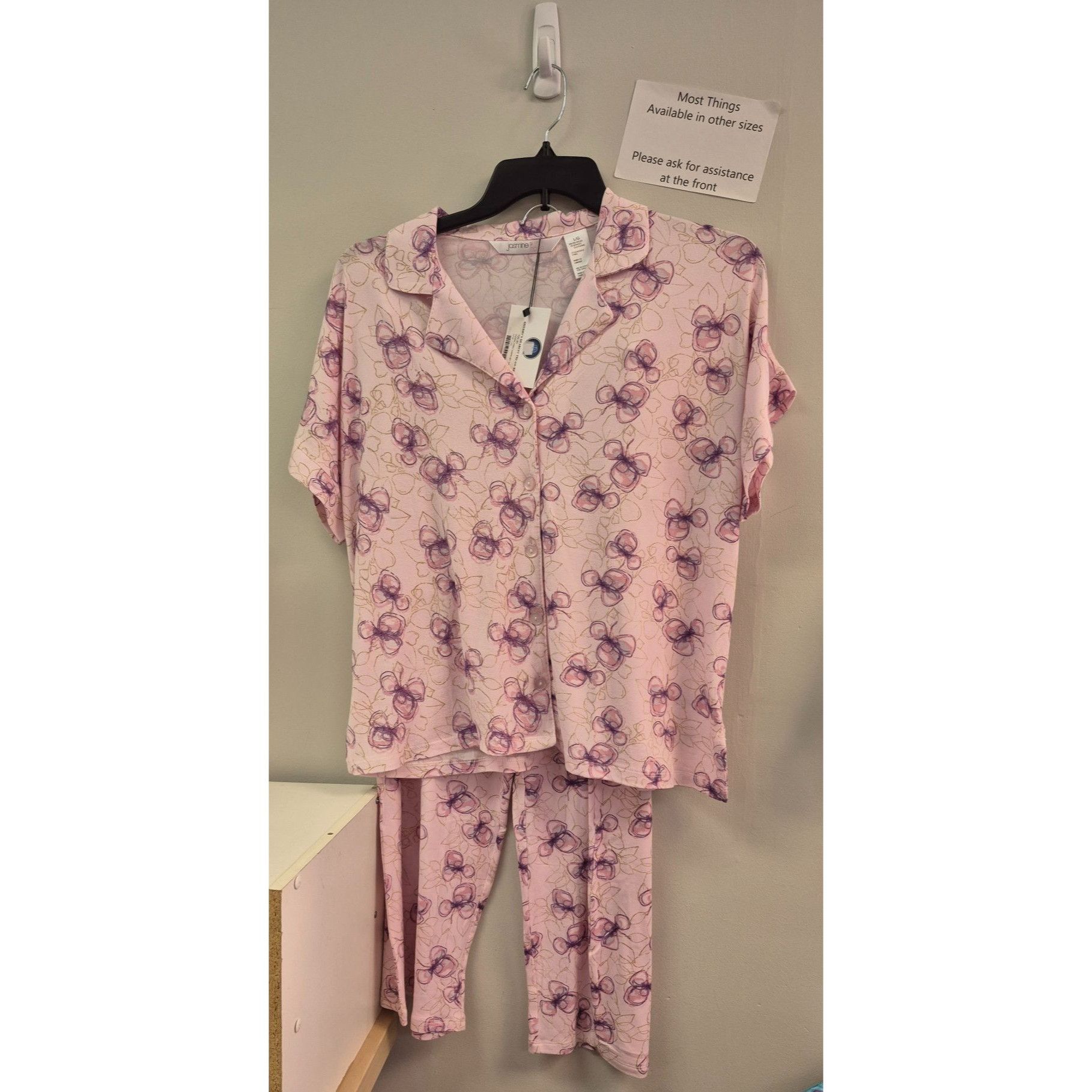 Other Pink Butterfly Print Pajama Set By Jasmine Rose Size Large Size ONE SIZE - 1 Preview