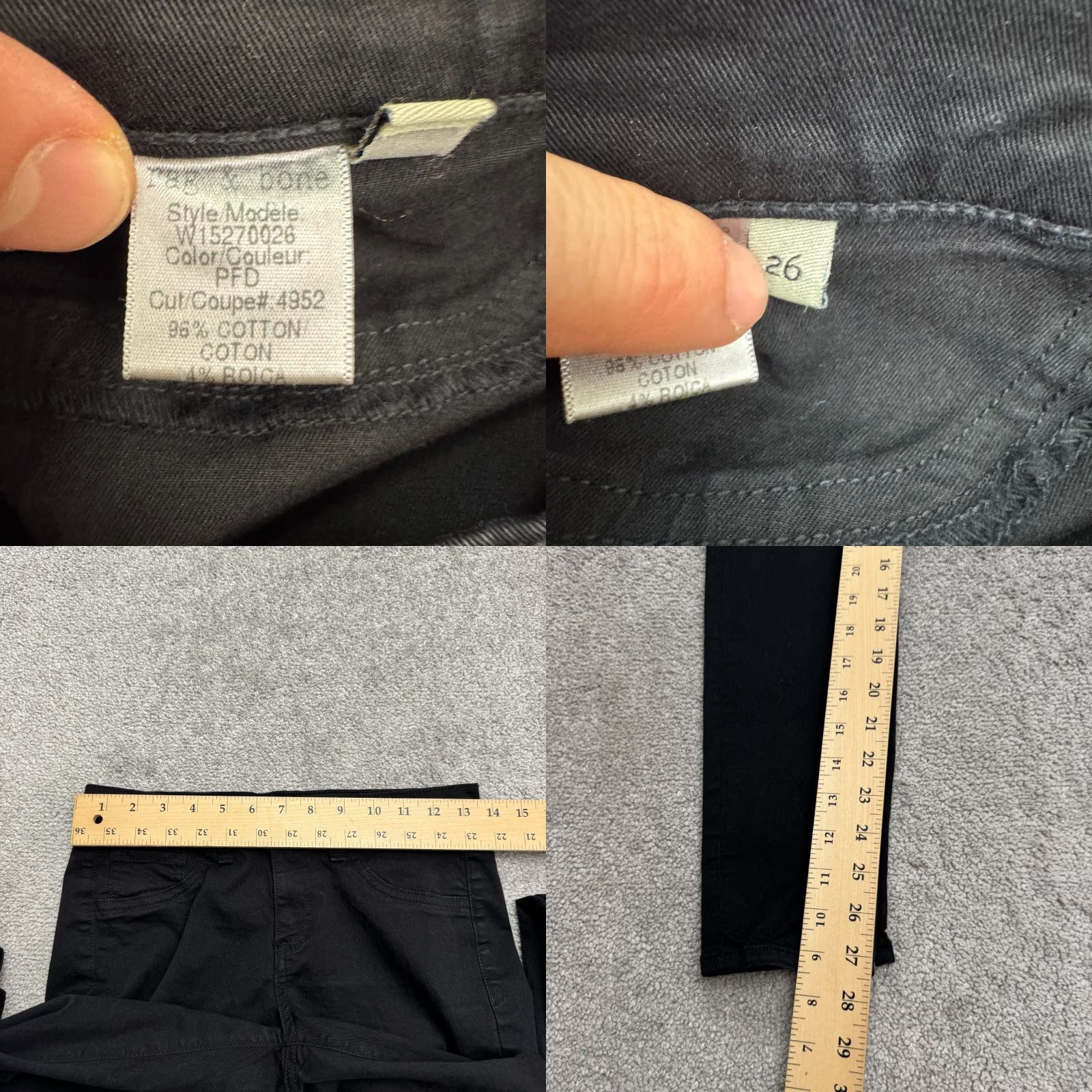 Rag & Bone Rag & Bone Jeans Womens 26 Black Mid Rise Skinny Denim Ankle Zip Stretch Casual Size 26" / US 2 / IT 38 - 8 Thumbnail