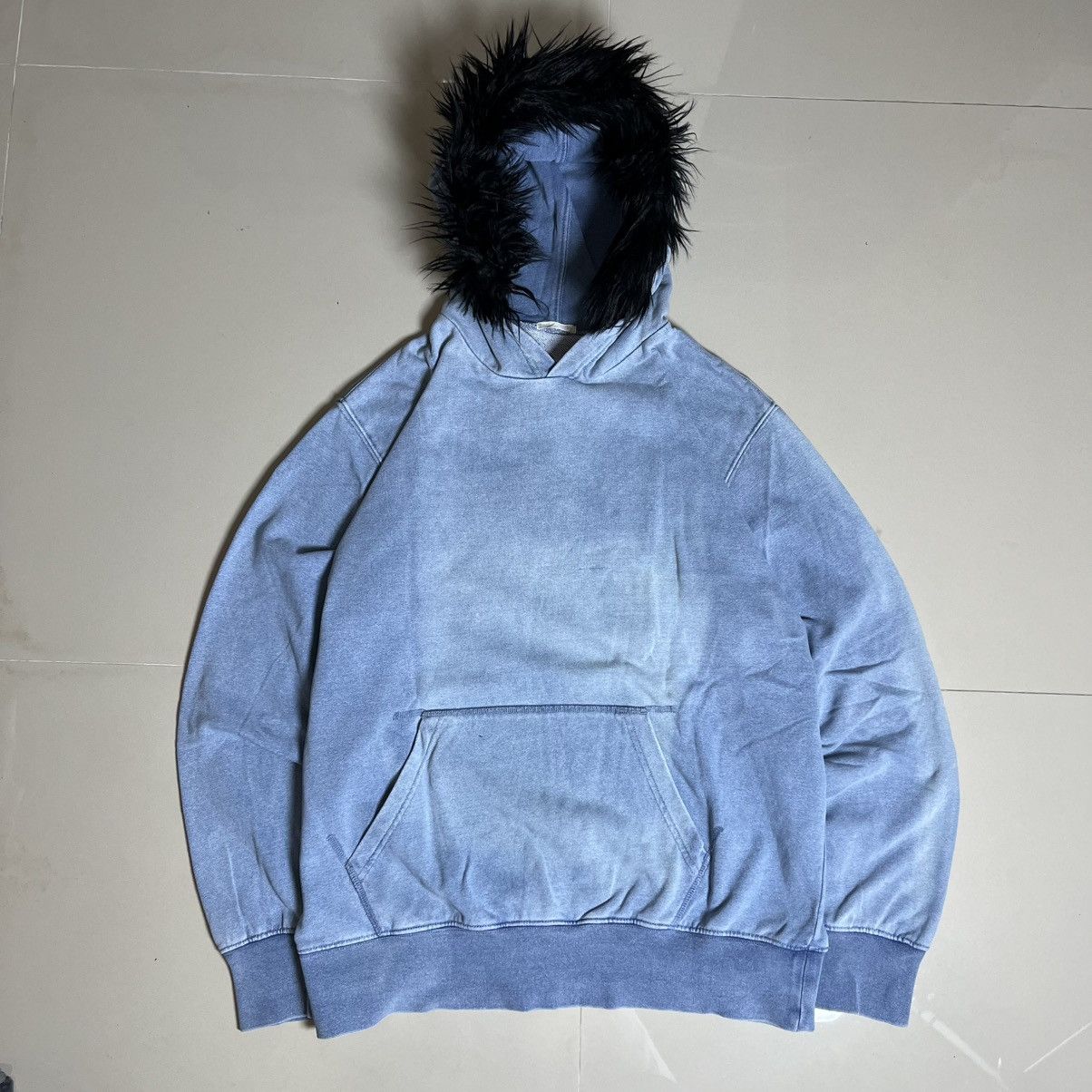 If Six Was Nine Japan Faux Fur Hood Washed Blue Pullover Hoodie Size US XL / EU 56 / 4 - 1 Thumbnail