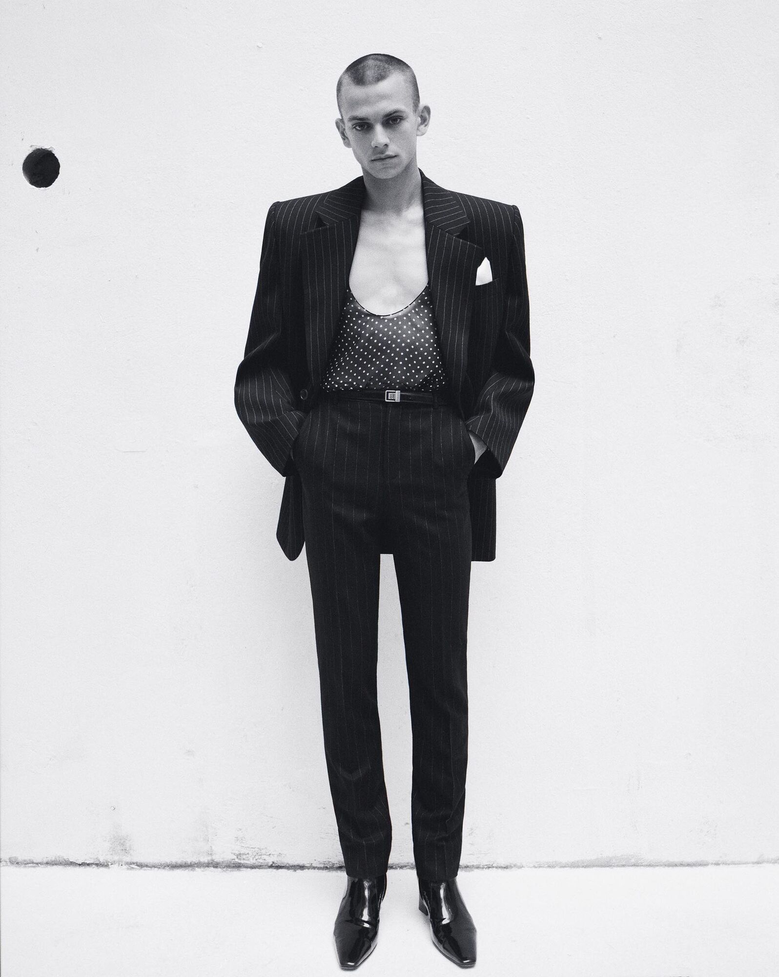 Saint Laurent Paris o1s1wg110125 774421 High-Waisted Pant Pinstripe Wool Felt Size US 36 / EU 52 - 2 Thumbnail