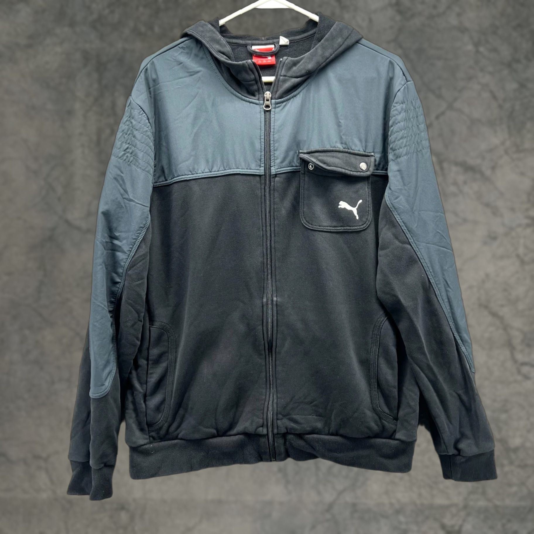 Puma VINTAGE Puma Hoodie Jacket Men Large Black Full Zip Hooded Sports Lifestyle Size US L / EU 52-54 / 3 - 1 Thumbnail