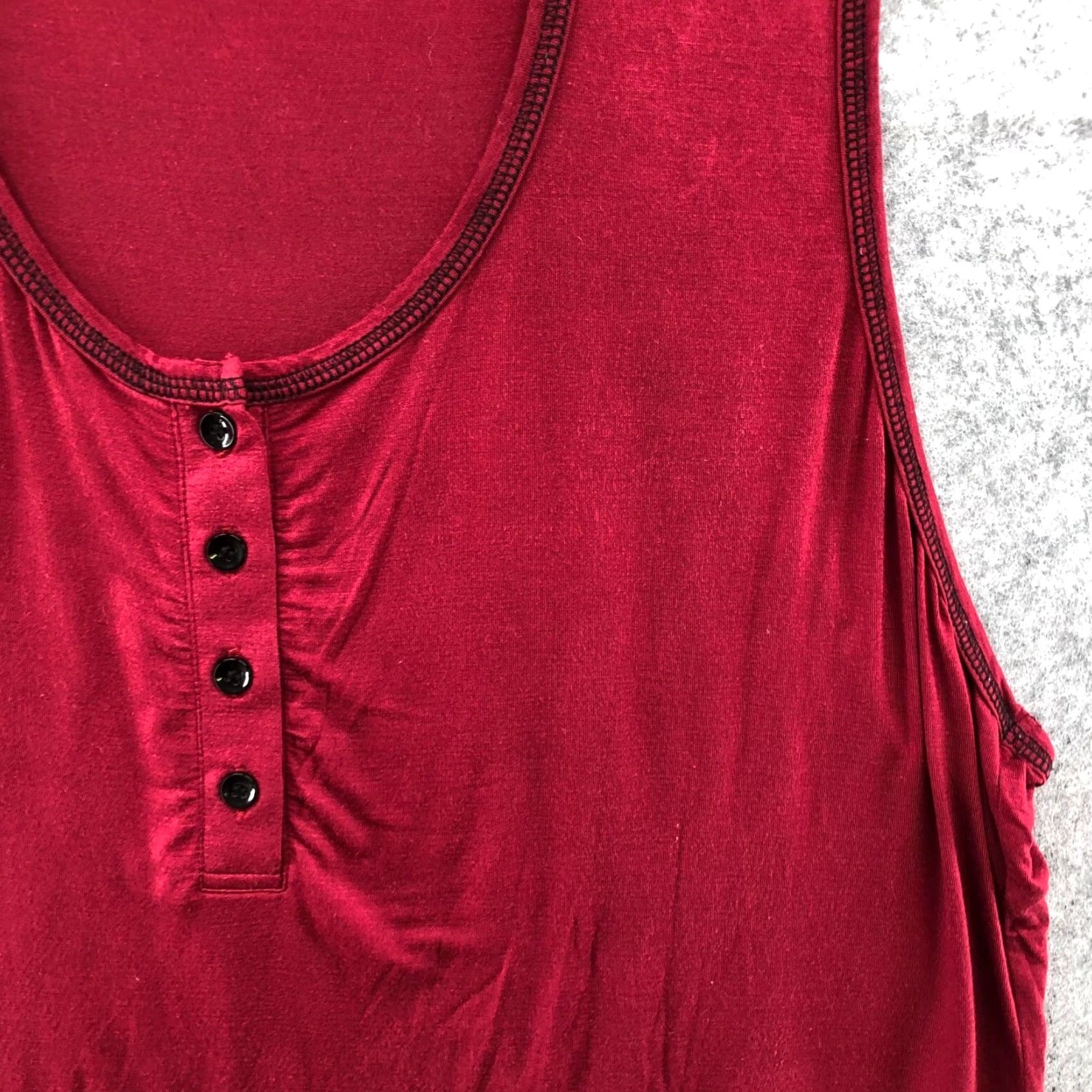 Vintage Ekouaer Womens Top Size XXL Red Lace Trim Jersey Knit Pajama Lounge Size XXL / US 16-18 / IT 52-54 - 5 Thumbnail