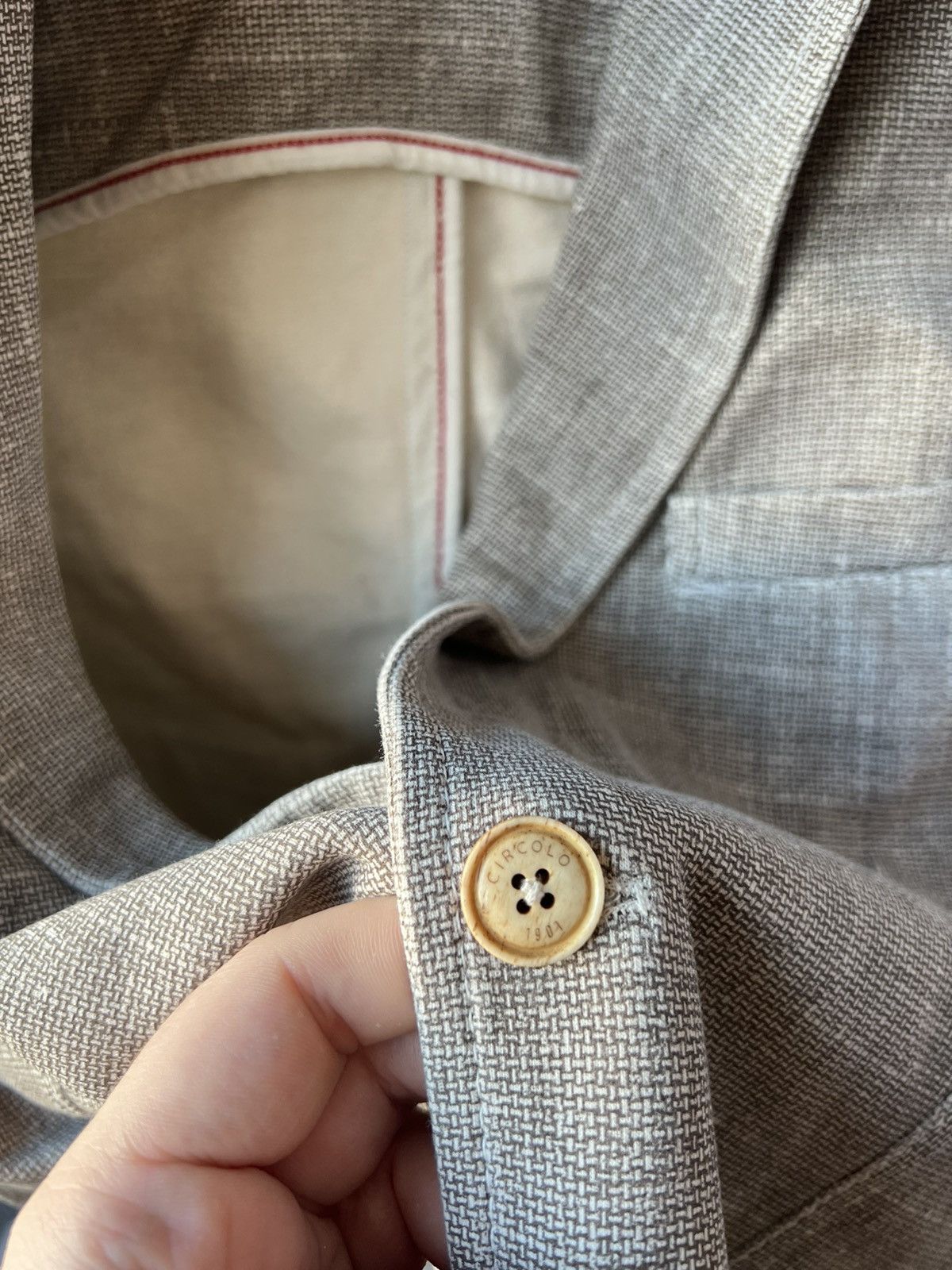 Circolo 1901 CIRCOLO 1901 STRETCH MENS GRAY BEIGE SOLID BLAZER JACKET 56 Size 54L - 11 Thumbnail