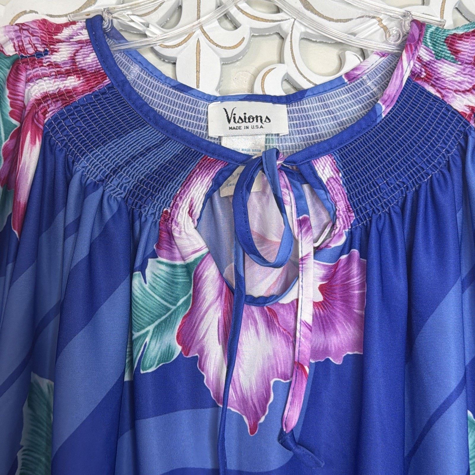 Other Muumuu Dress S Caftan Boho Floral Tropical Hibiscus Blue Size S / US 4 / IT 40 - 6 Thumbnail