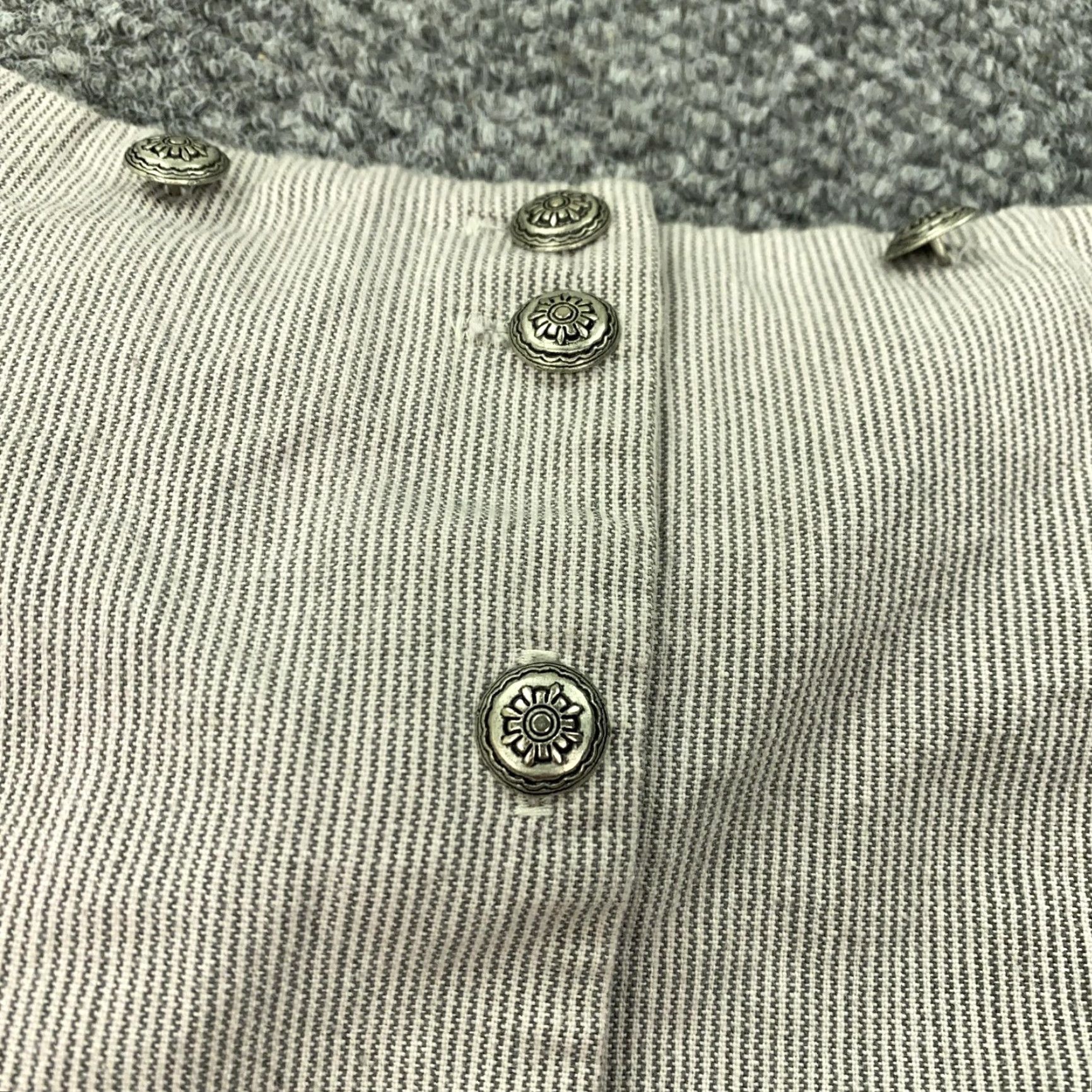 Vintage VINTAGE Rampage Skirt Womens 11 Beige Gray Pinstripe Button Front A-Line 90s Size 32" / US 10 / IT 46 - 2 Thumbnail