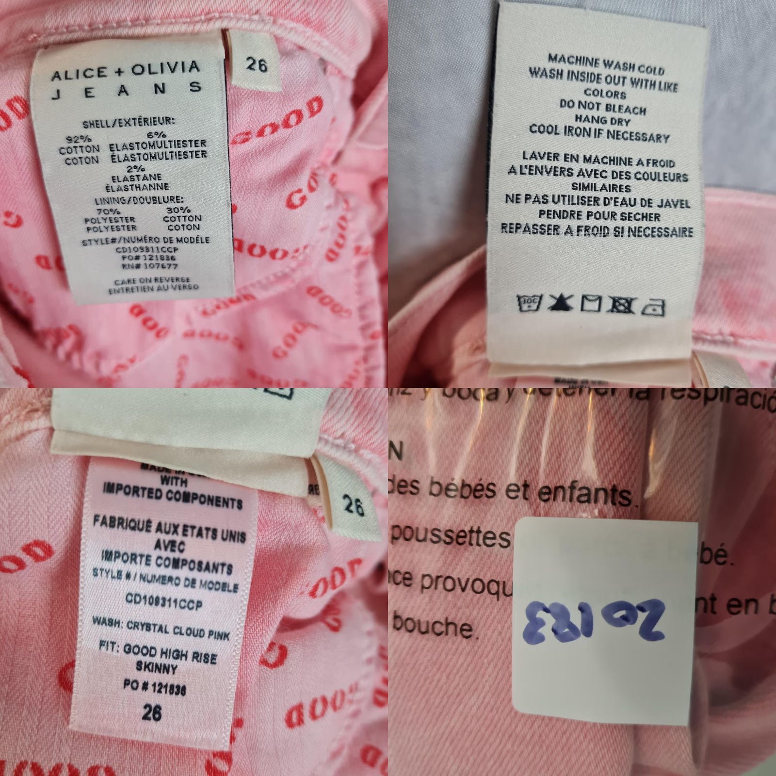 Alice + Olivia Alice + Olivia Jeans Womens 26 Pink Crystal Cloud High Rise Skinny Jeans Women's Pink Crystal Cloud Tie Dye High Rise Skinny Size 26" / US 2 / IT 38 - 11 Thumbnail