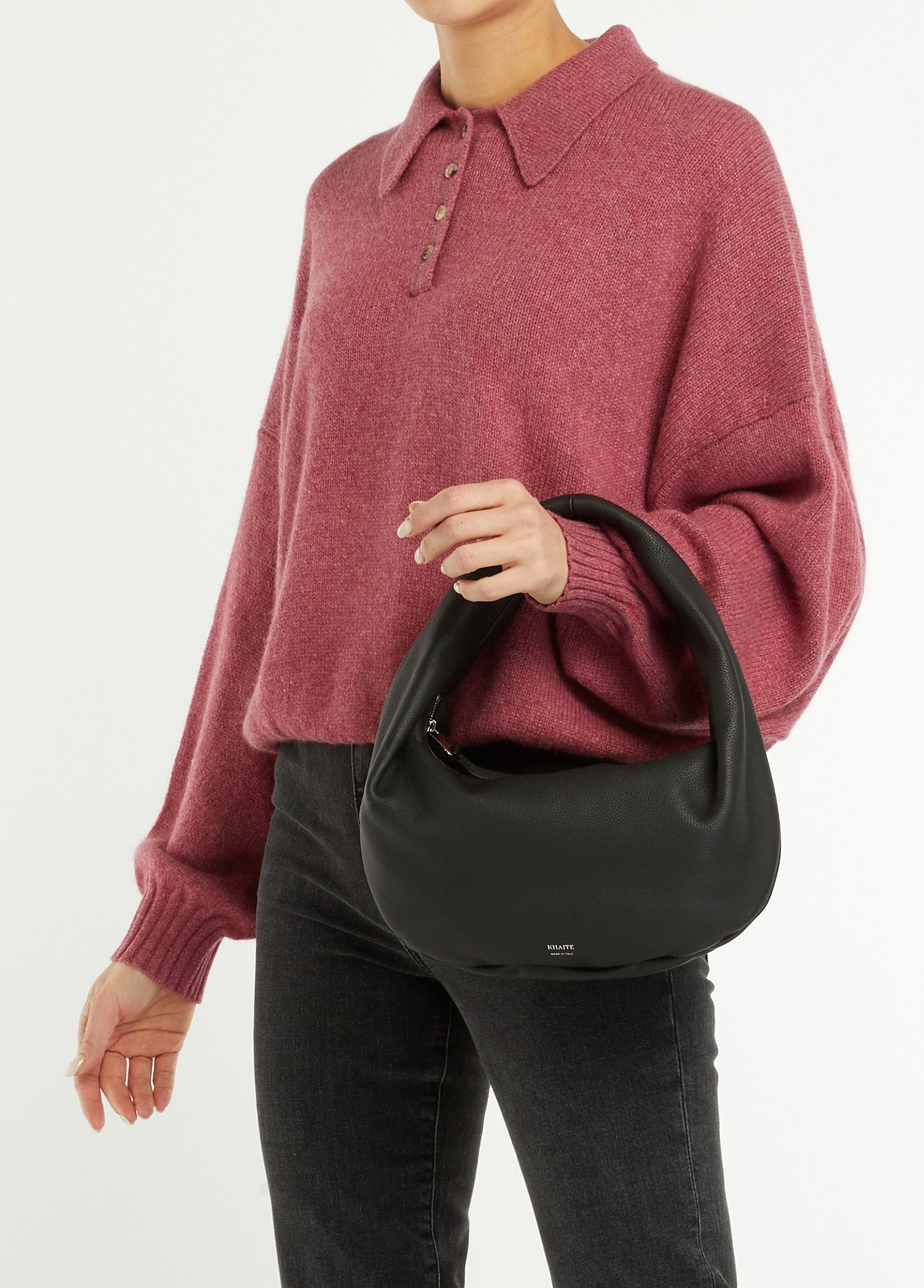 KHAITE KHAITE Olivia medium black grained leather hobo bag Size ONE SIZE - 2 Thumbnail