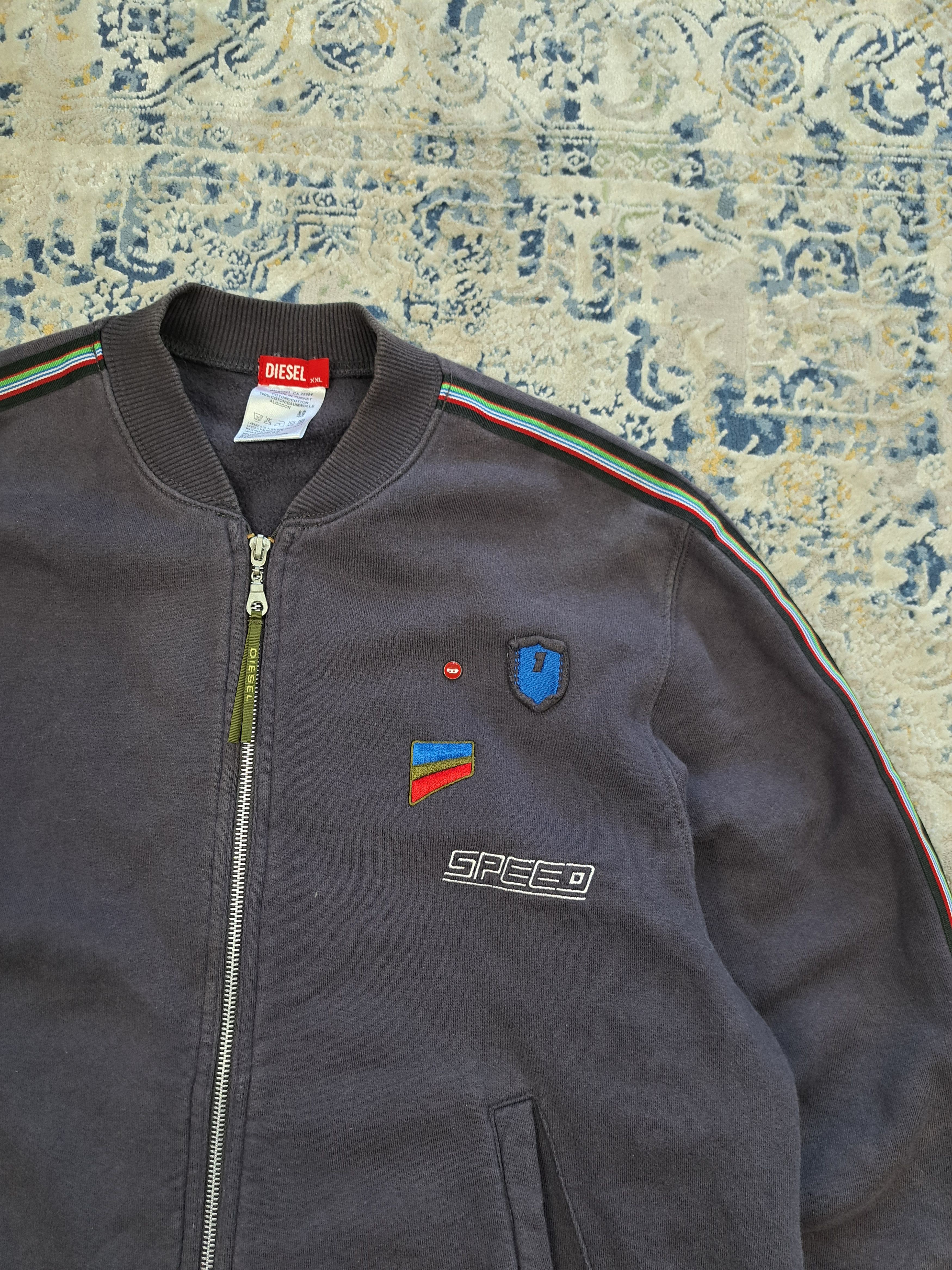 Diesel Vintage 00s Diesel Zip Up Sweatshirt Bomber y2k Racing Size US XXL / EU 58 / 5 - 2 Thumbnail