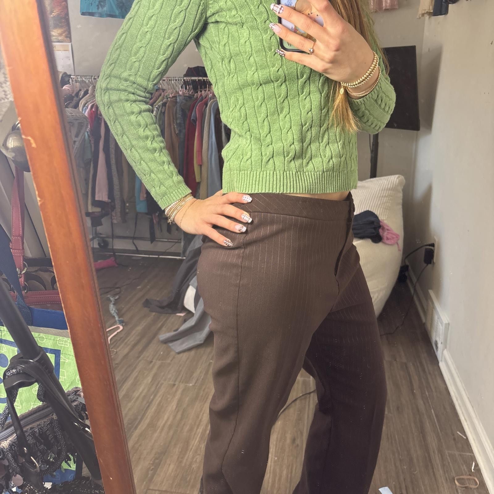 Other y2k office siren brown pin stripe trousers Size 32" / US 10 / IT 46 - 3 Thumbnail