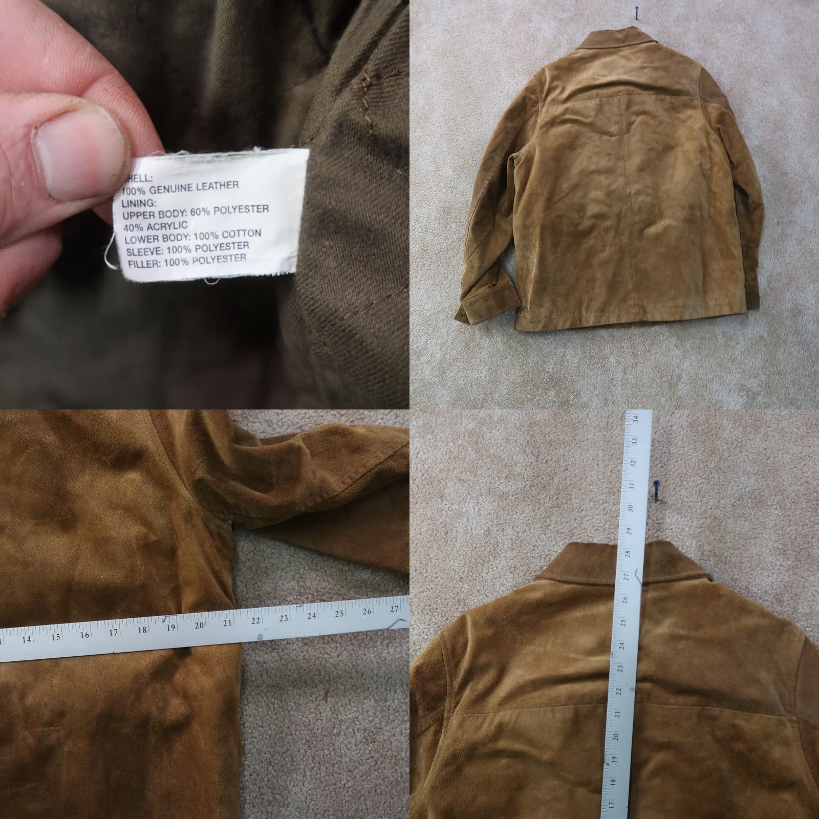 Gap VINTAGE GAP Beige SUEDE Leather Jacket Men Small Full Zip Fleece Lined Size US S / EU 44-46 / 1 - 8 Thumbnail