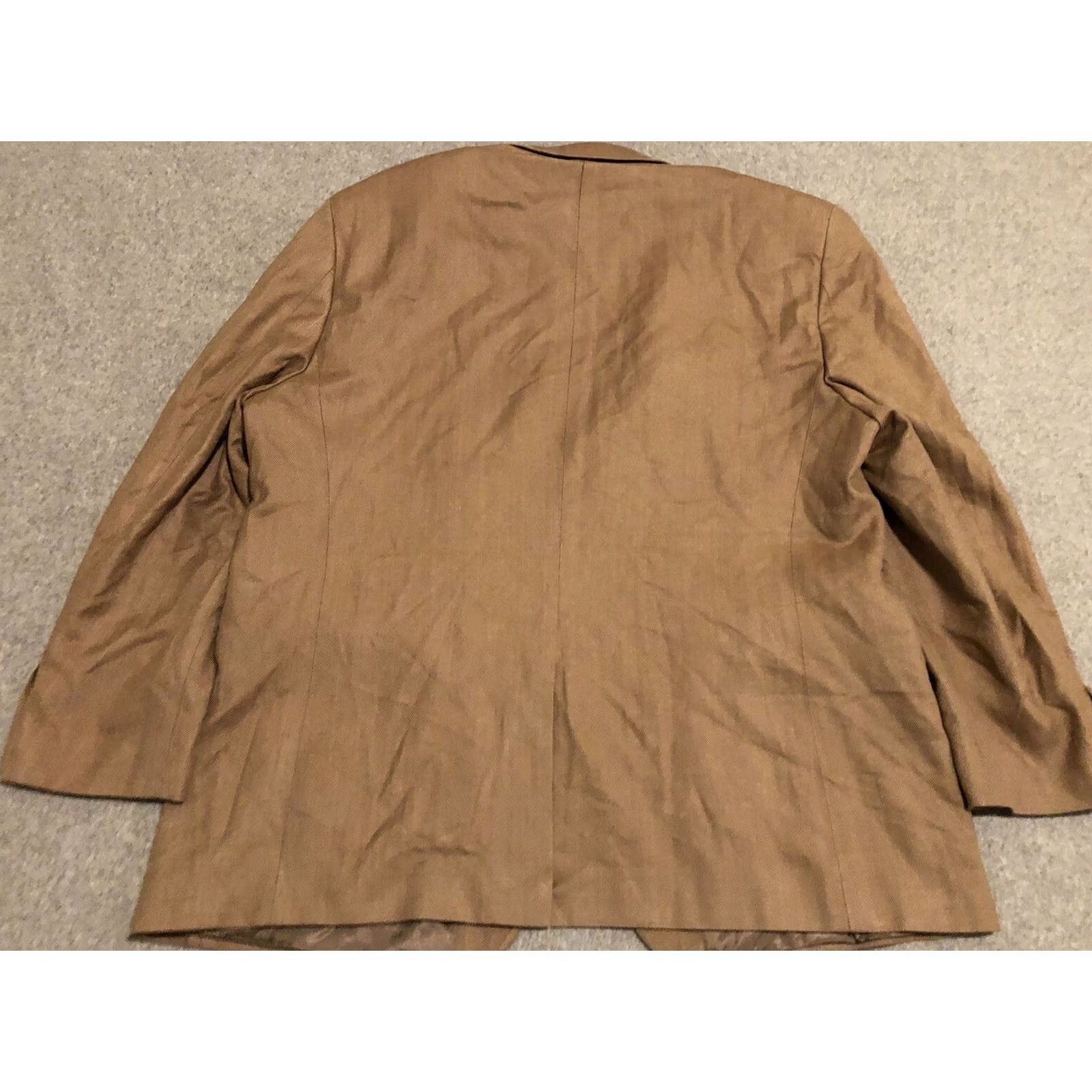 Chaps Chaps Blazer Jacket Silk 100% 48R Beige Tan Silver Button Three Button Mens Big & Tall Size 48R - 6 Thumbnail