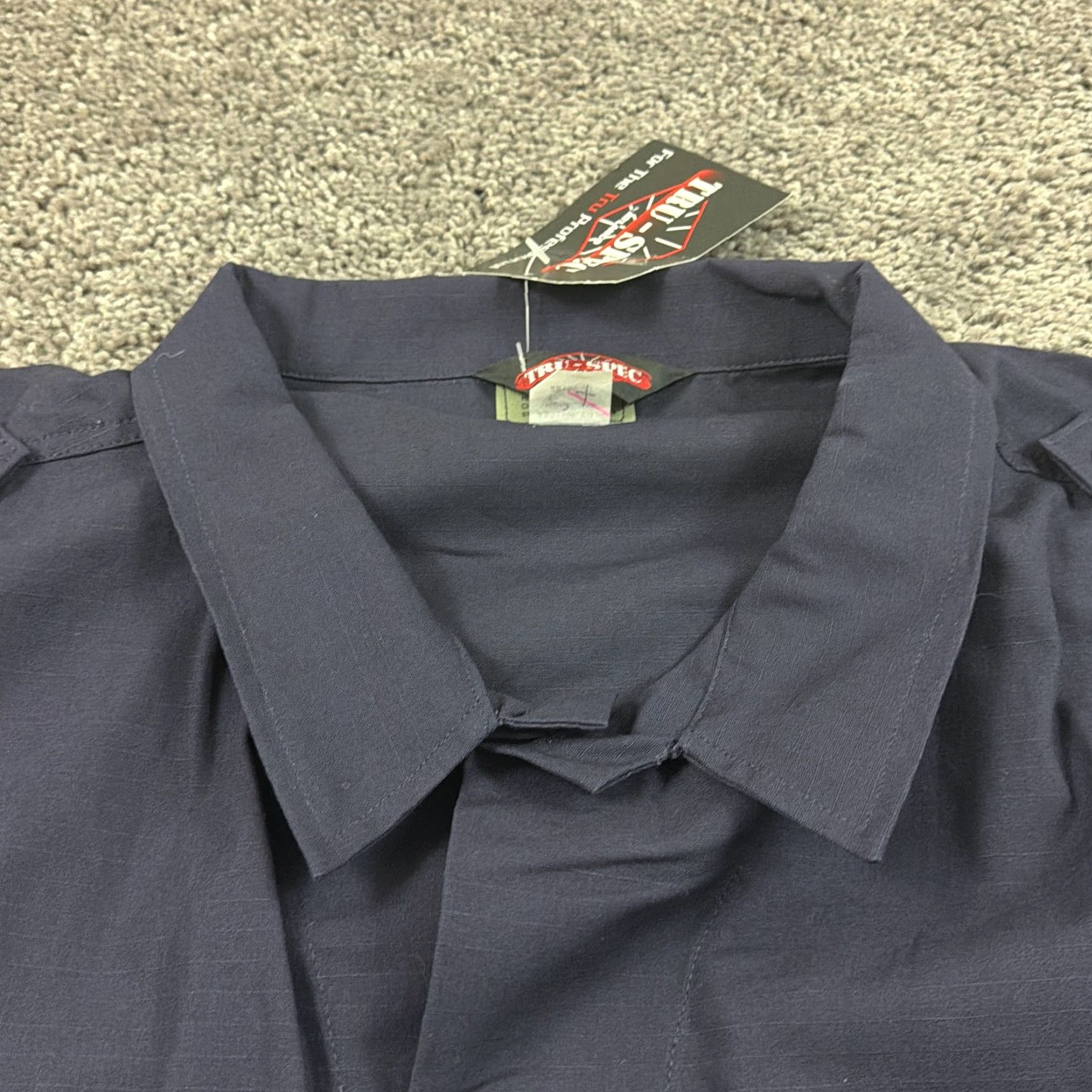 Vintage TRU-SPEC Shirt Mens 4XL Blue Canvas Tactical Utility Long Sleeve Pockets Tac Shirt Size US XXL / EU 58 / 5 - 5 Thumbnail