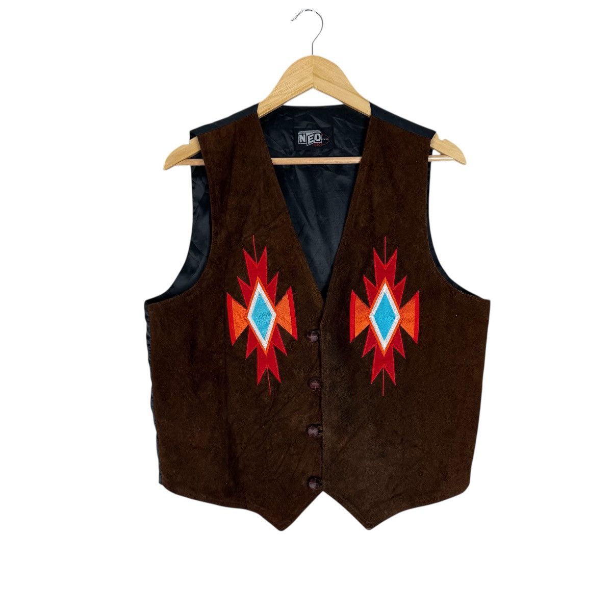 Leather 🌟NEO COWHIDE SUEDE NAVAJO LEATHER VEST Size US M / EU 48-50 / 2 - 1 Thumbnail