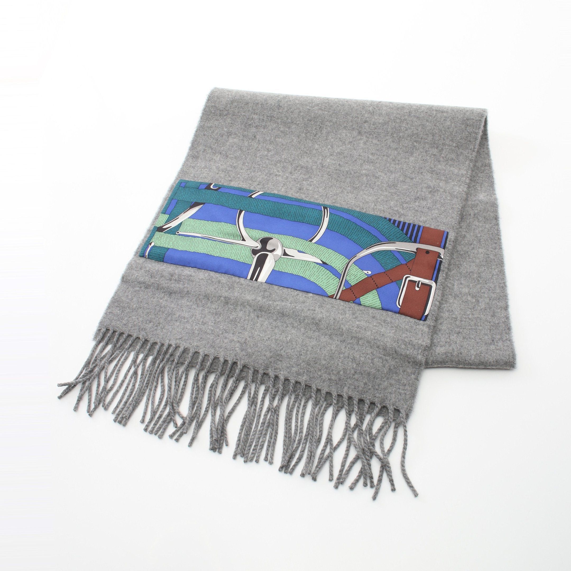 Hermes Hermes Patch De Soie Scarf Cashmere Silk Gray Multicolor Size ONE SIZE - 1 Thumbnail