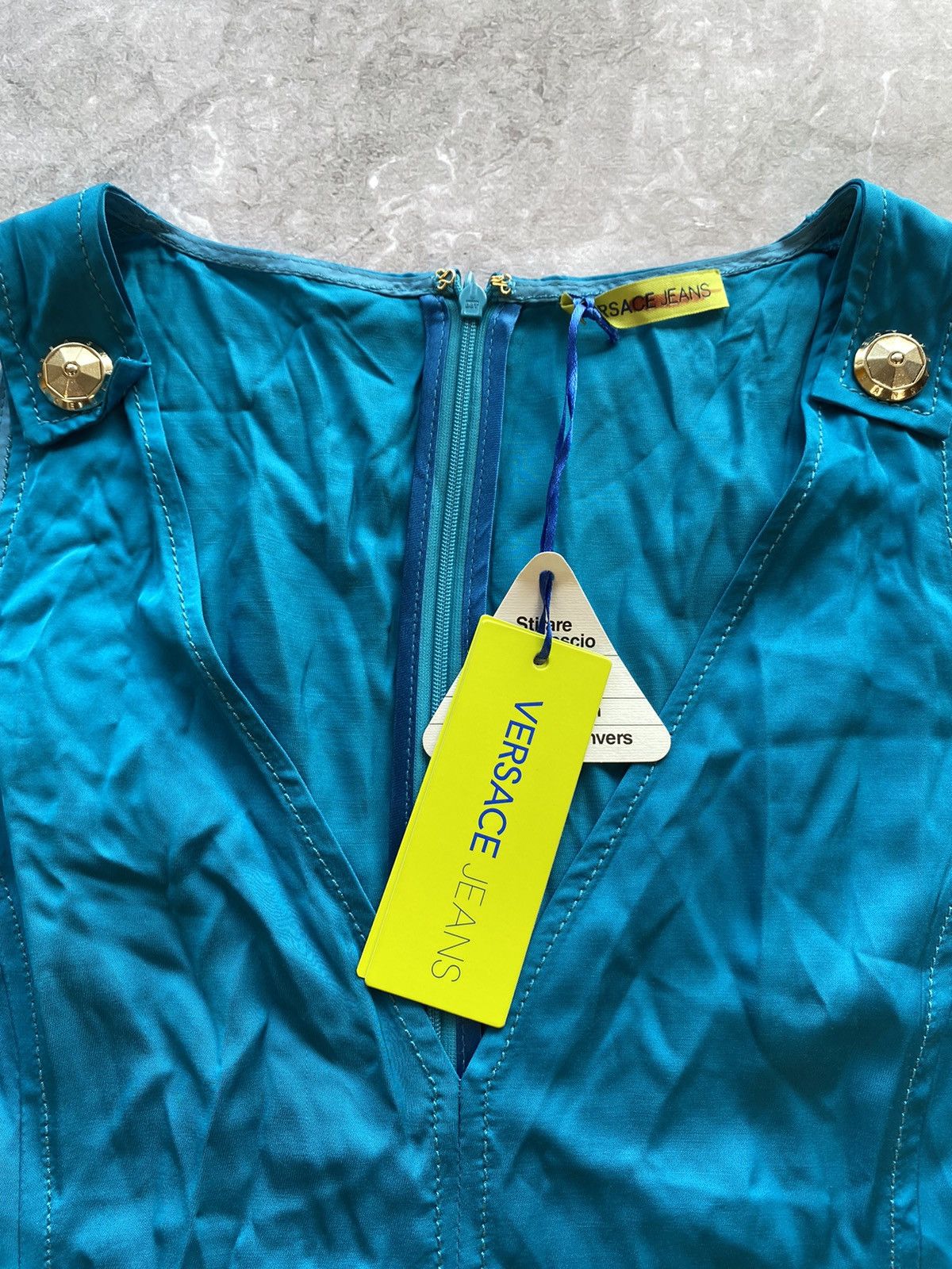 Designer × Versace × Versace Jeans Couture RRP 400€! New Versace Jeans Couture Blue Midi Dress Luxury Size M / US 6-8 / IT 42-44 - 4 Thumbnail