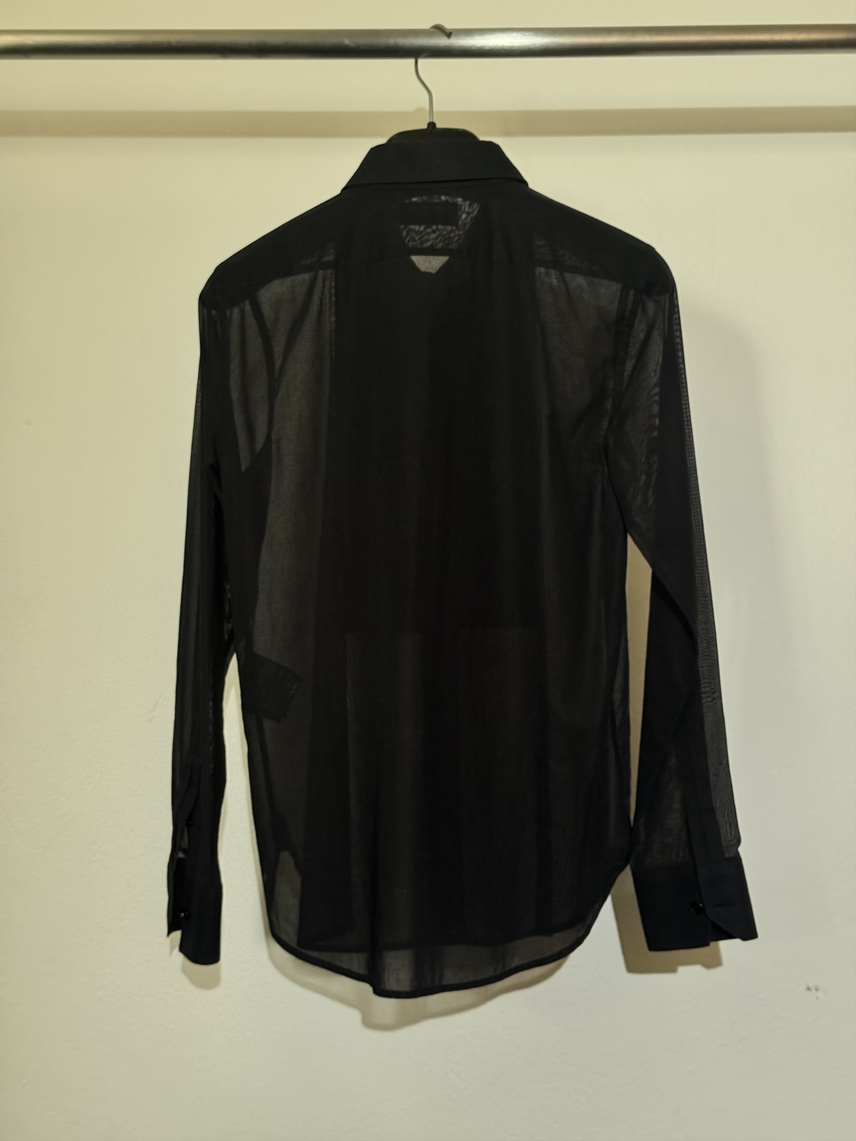 2013 Hedi Slimane Black semi-sheer shirt with pintuck bib, view 2