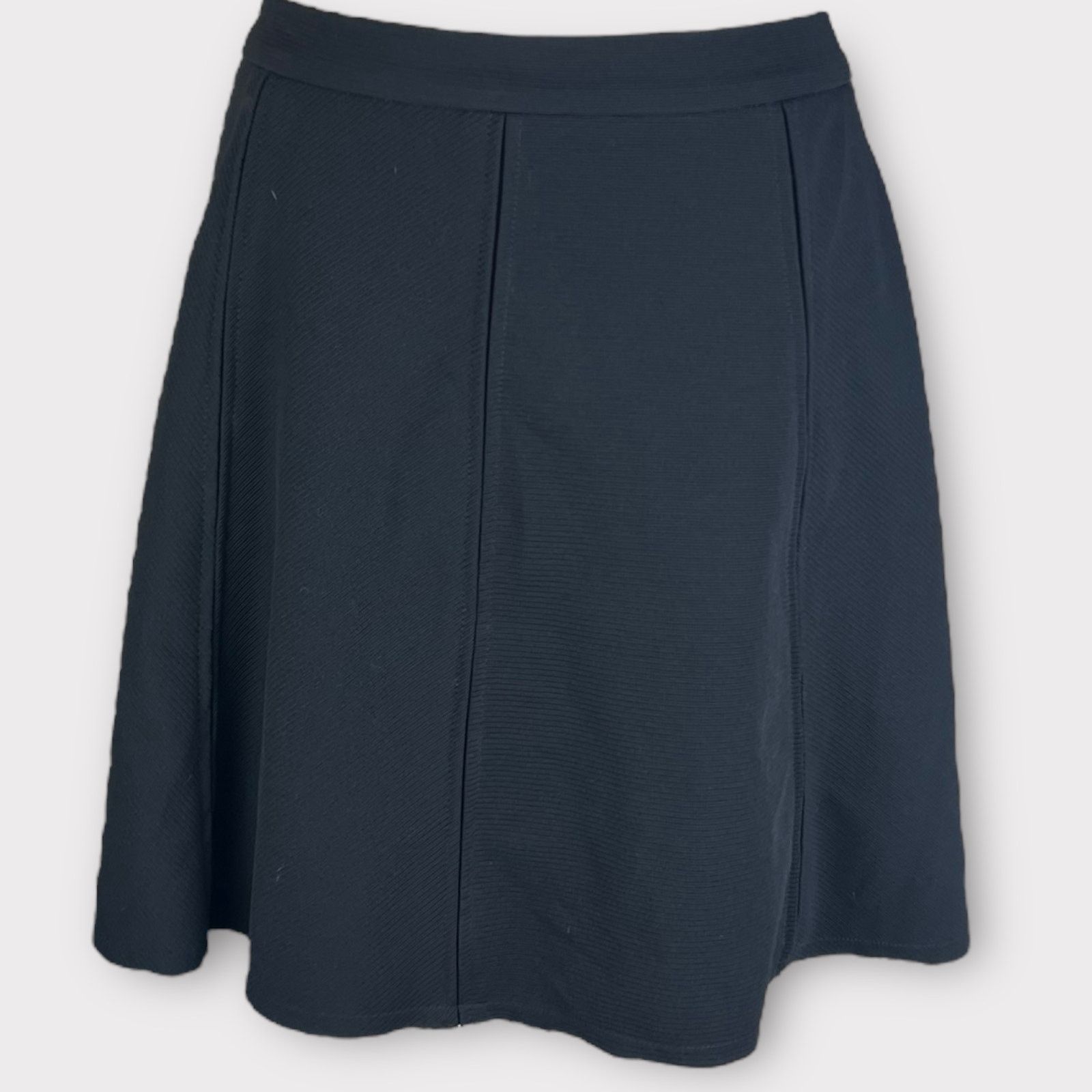 Nordstrom Monteau | Women’s Mini Skater A-line Ribbed Black Skirt Size 30" / US 8 / IT 44 - 6 Thumbnail
