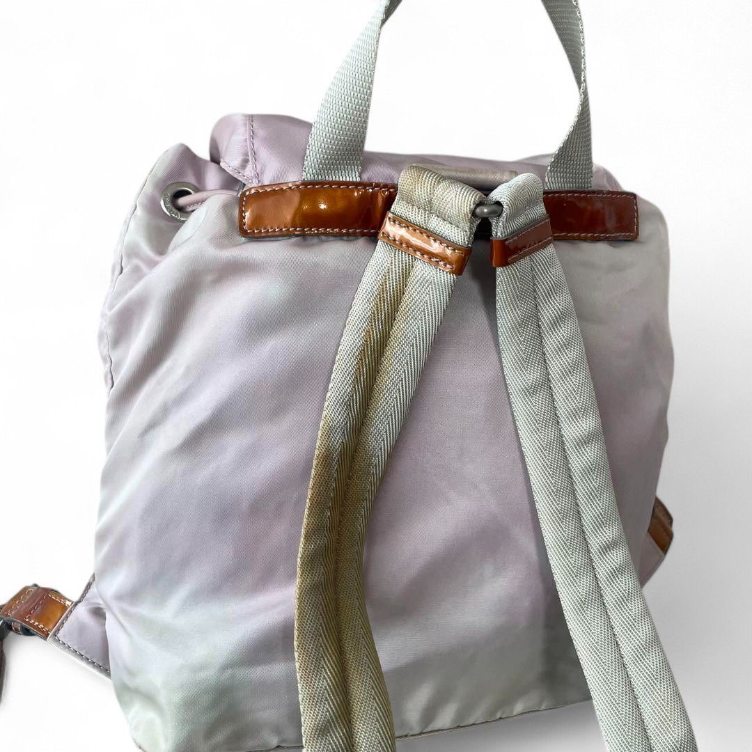 Prada Prada - Pink Leather Nylon Rucksack Backpack Triangle Logo Size ONE SIZE - 11 Thumbnail
