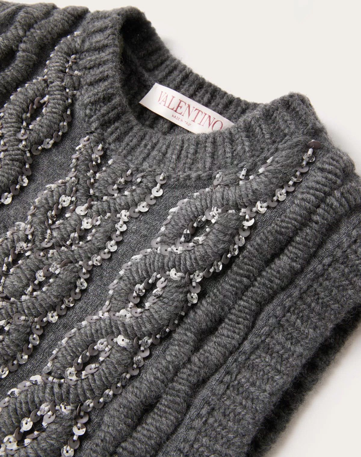 Valentino o1s1wg110426 Embroidered Wool Top in Grey Size XXS / US 00 / IT 34 - 3 Thumbnail
