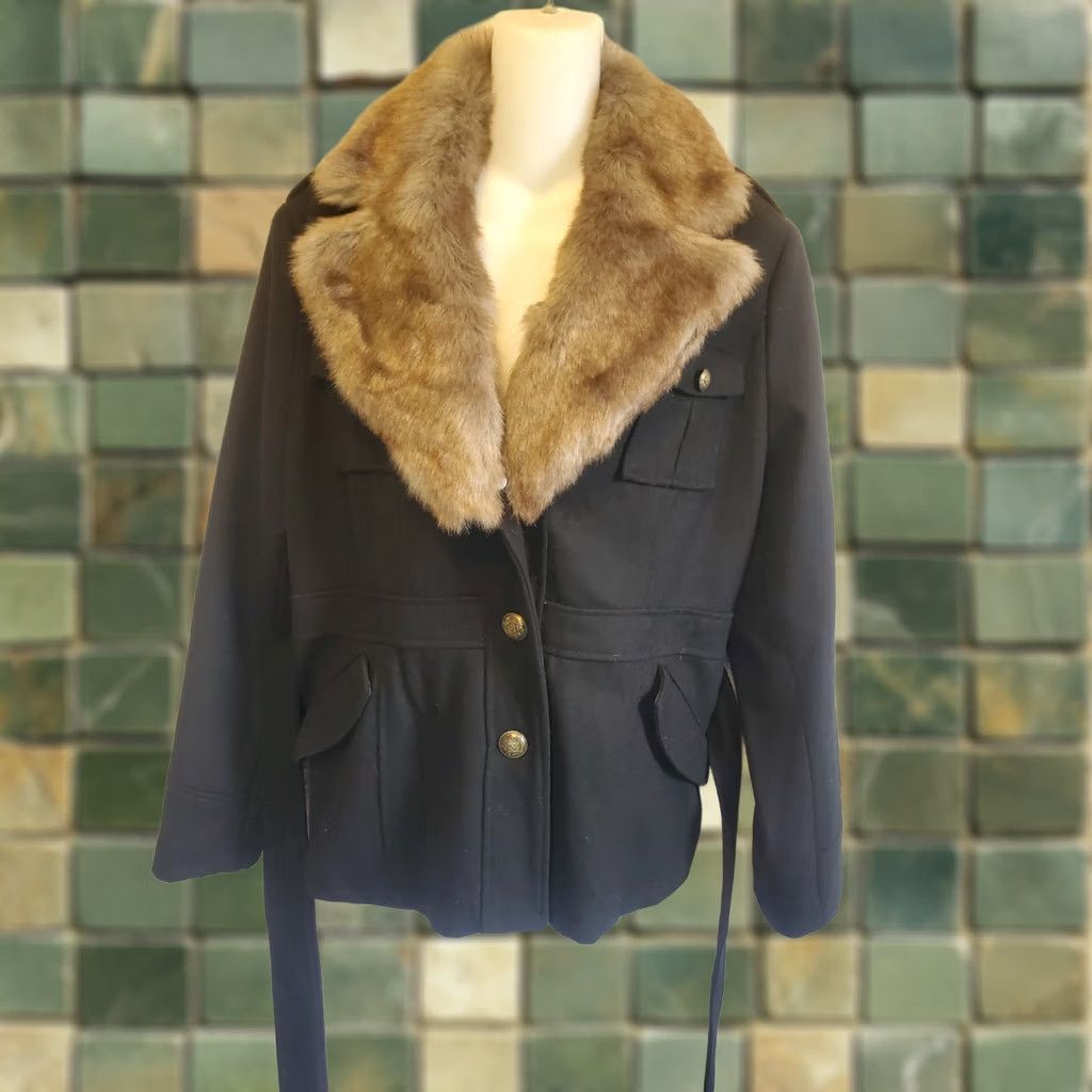Mossimo VINTAGE MOSSIMO Peacoat XL Womens Y2K Wool Removeable Fur Collar Size XL / US 12-14 / IT 48-50 - 1 Thumbnail