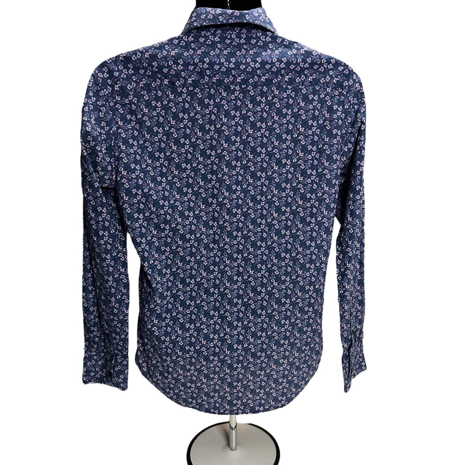 Other QUIETI Men’s Floral Button-Up Shirt Navy Blue Long Sleeve Size US S / EU 44-46 / 1 - 2 Thumbnail