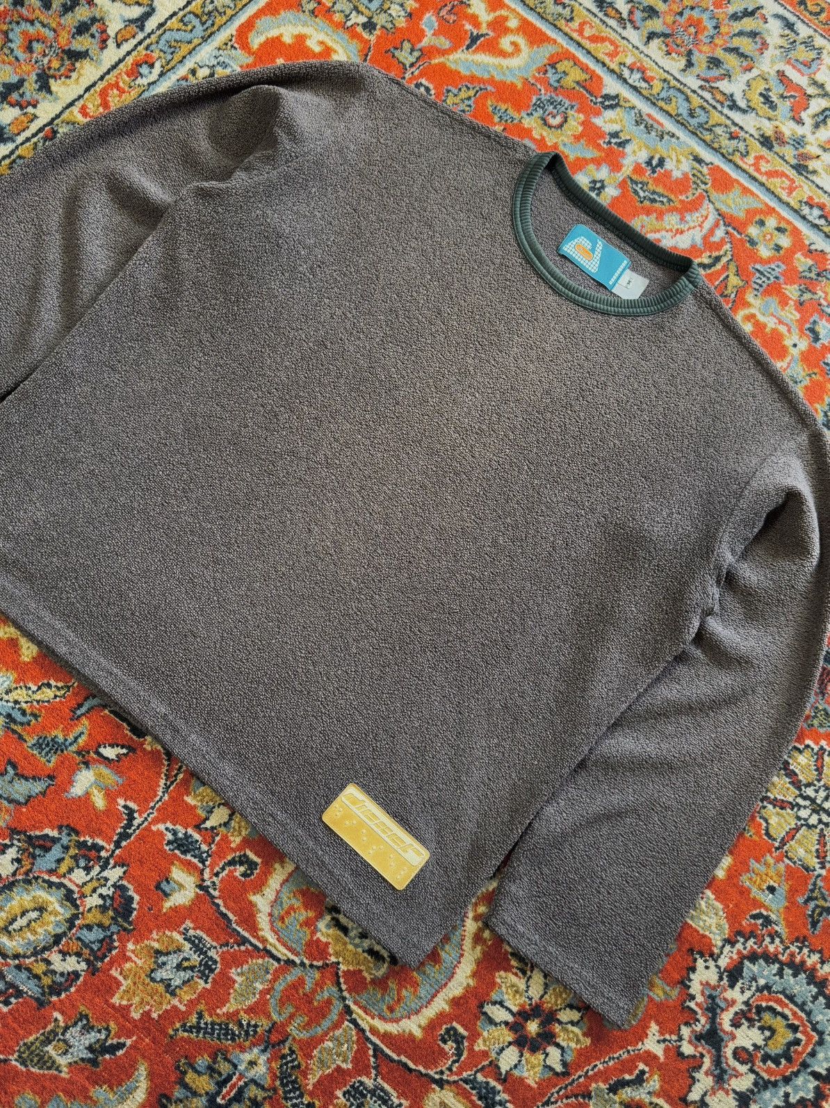 Diesel × Vintage 90s Vintage Diesel Rubber Logo Towel Knit Jumper Size US L / EU 52-54 / 3 - 9 Thumbnail