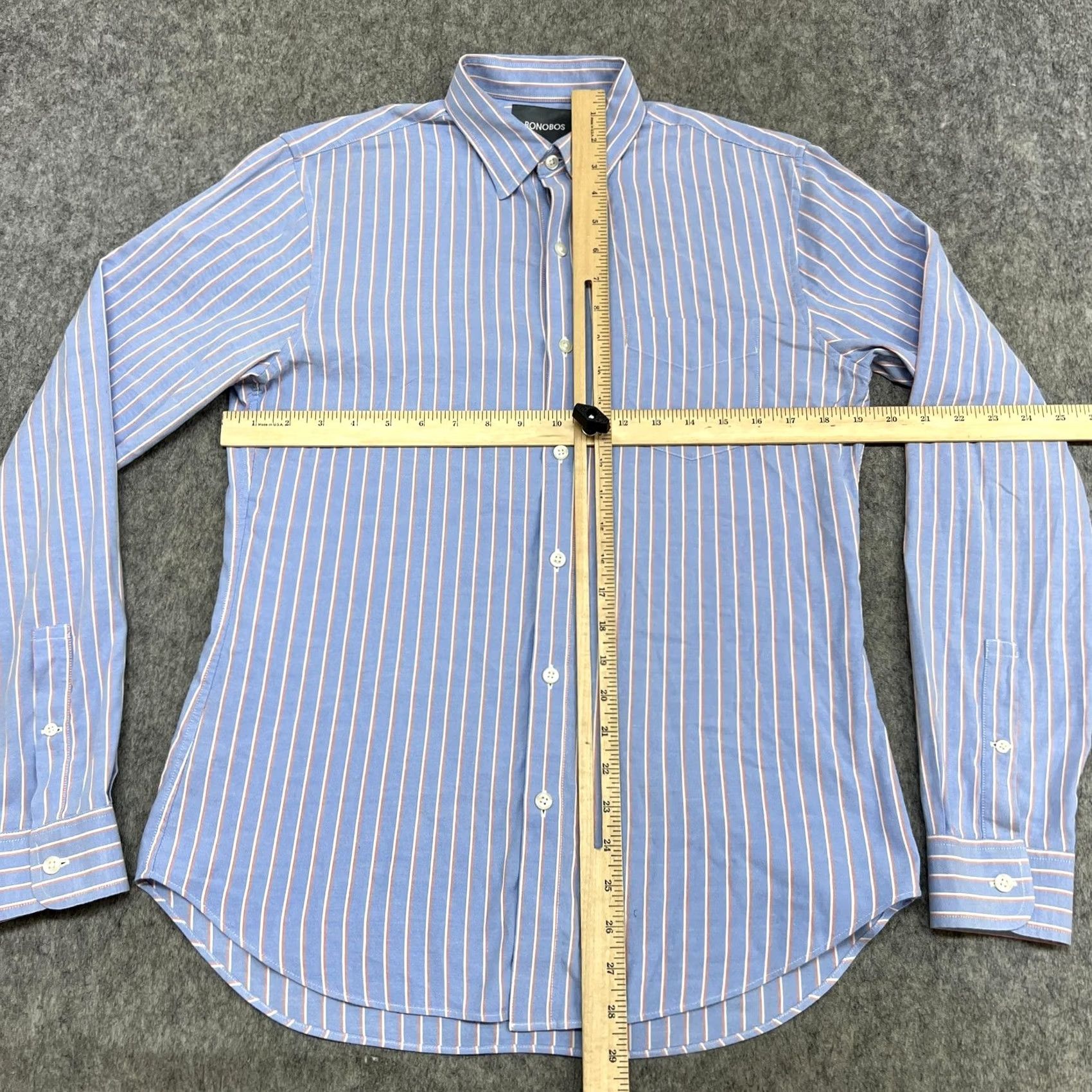 Bonobos Bonobos Mens Slim Fit Stretch Blue Stripe Shirt S Business Office Size 36R - 4 Thumbnail