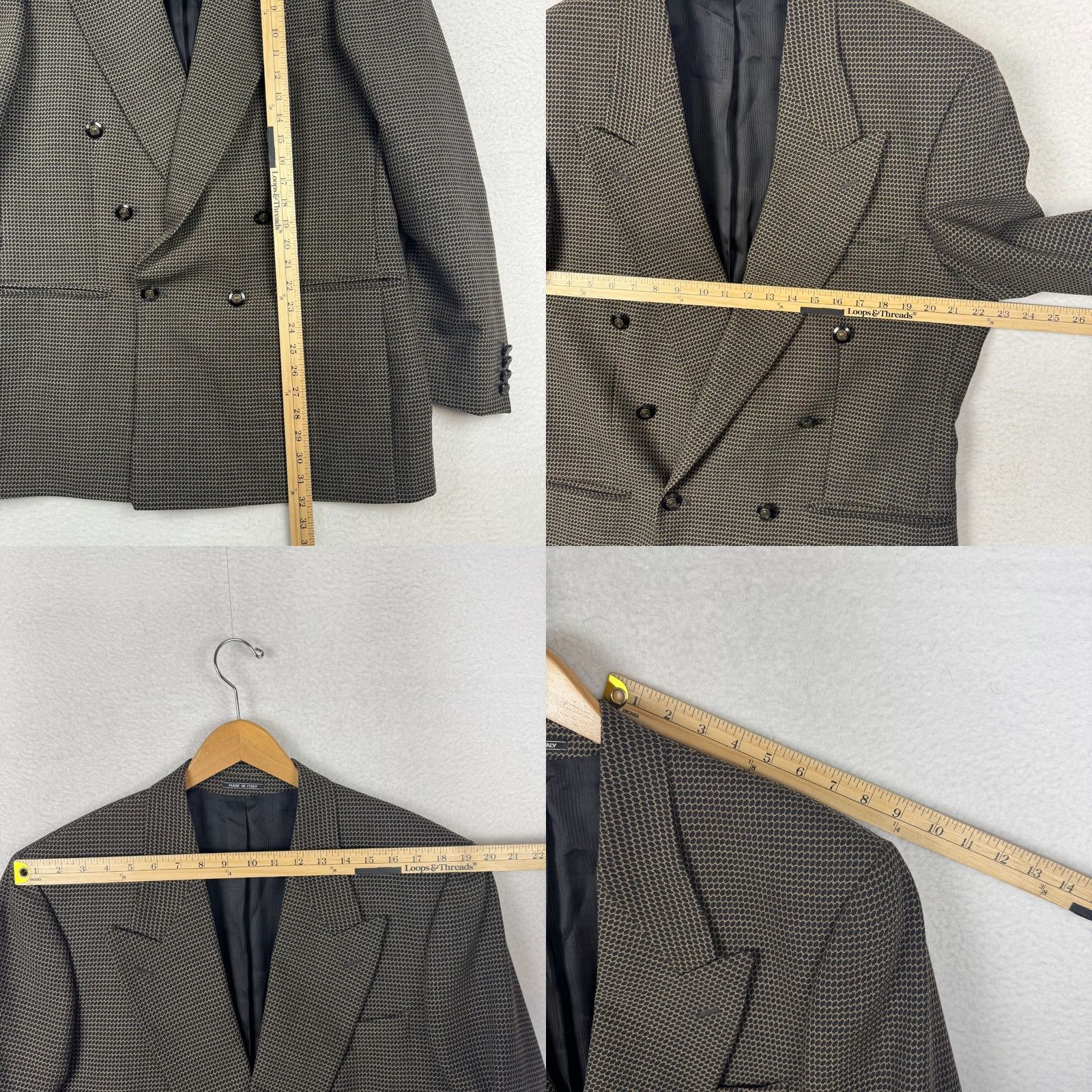 Doublet Bernini Wool 42 US/52 IT Double Breasted Blazer Coat Geometric 2 Piece Men Suit Jacket VINTAGE No Size 42R - 9 Thumbnail