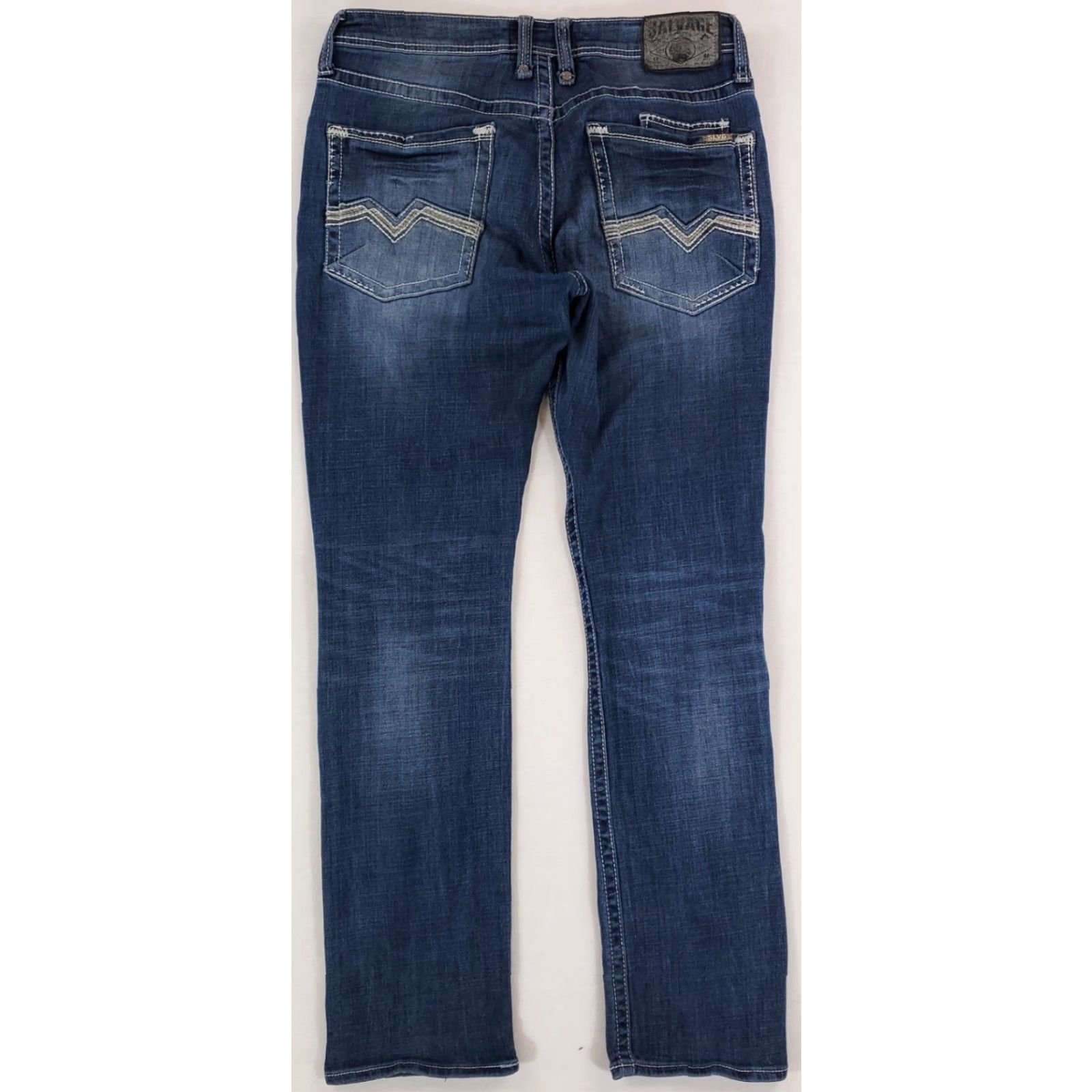 BKE VINTAGE Salvage BKE Buckle Havoc Straight Jeans Distressed Mens 34x33 Blue Size US 34 / EU 50 - 5 Thumbnail