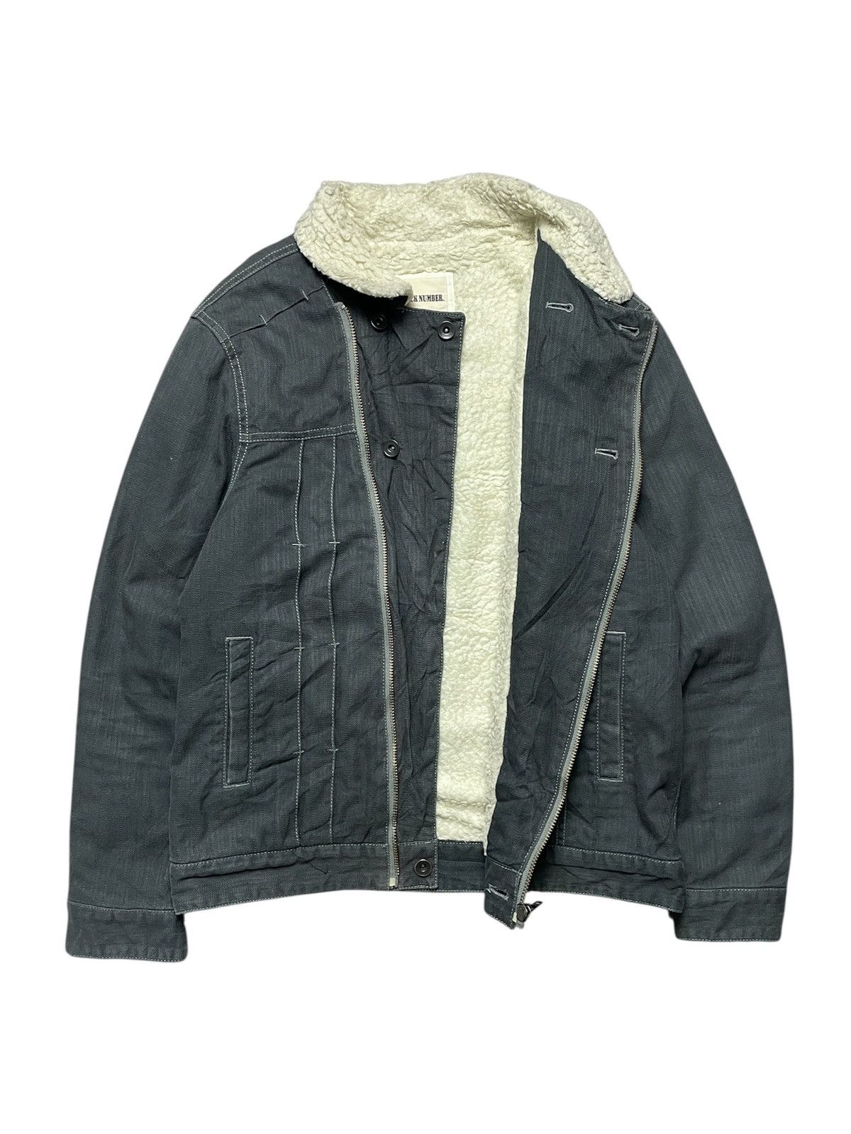 If Six Was Nine 2000’s Back Number - Assymetrical Denim Sherpa Jacket Size US M / EU 48-50 / 2 - 8 Thumbnail